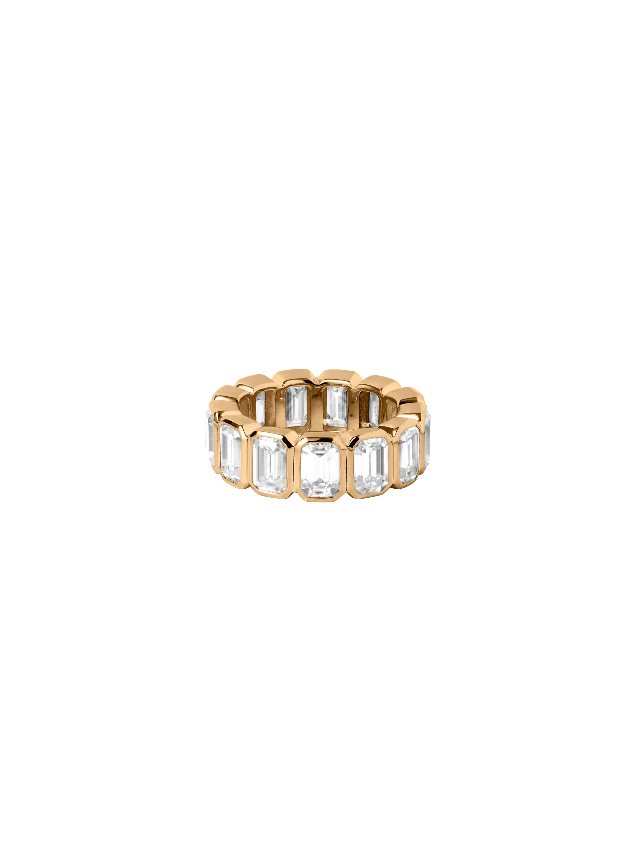 14K EMERALD-CUT BEZEL ETERNITY BAND IN LAB DIAMOND, 14K YELLOW GOLD