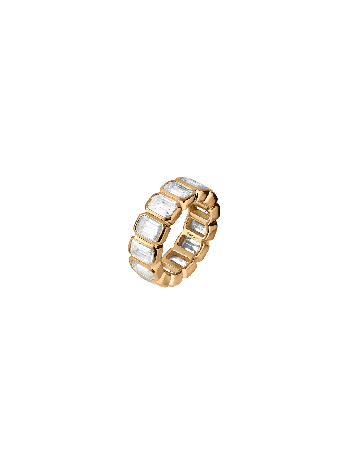 14K EMERALD-CUT BEZEL ETERNITY BAND IN LAB DIAMOND, 14K YELLOW GOLD - Image 2