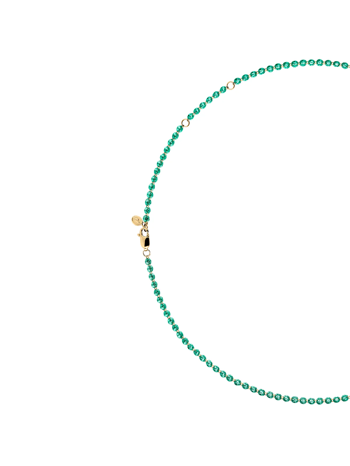 14K FLOATING ETERNITY NECKLACE IN 3.5MM LAB EMERALD, 14K YELLOW GOLD - Image 2