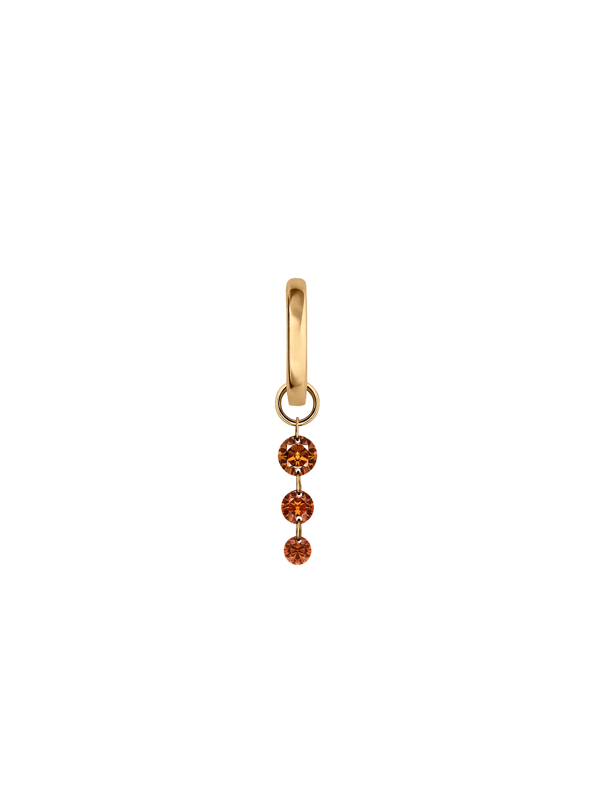 14K GRADUATED FLOATING HUGGIE EARRING IN COGNAC LAB DIAMOND, 14K YELLOW GOLD