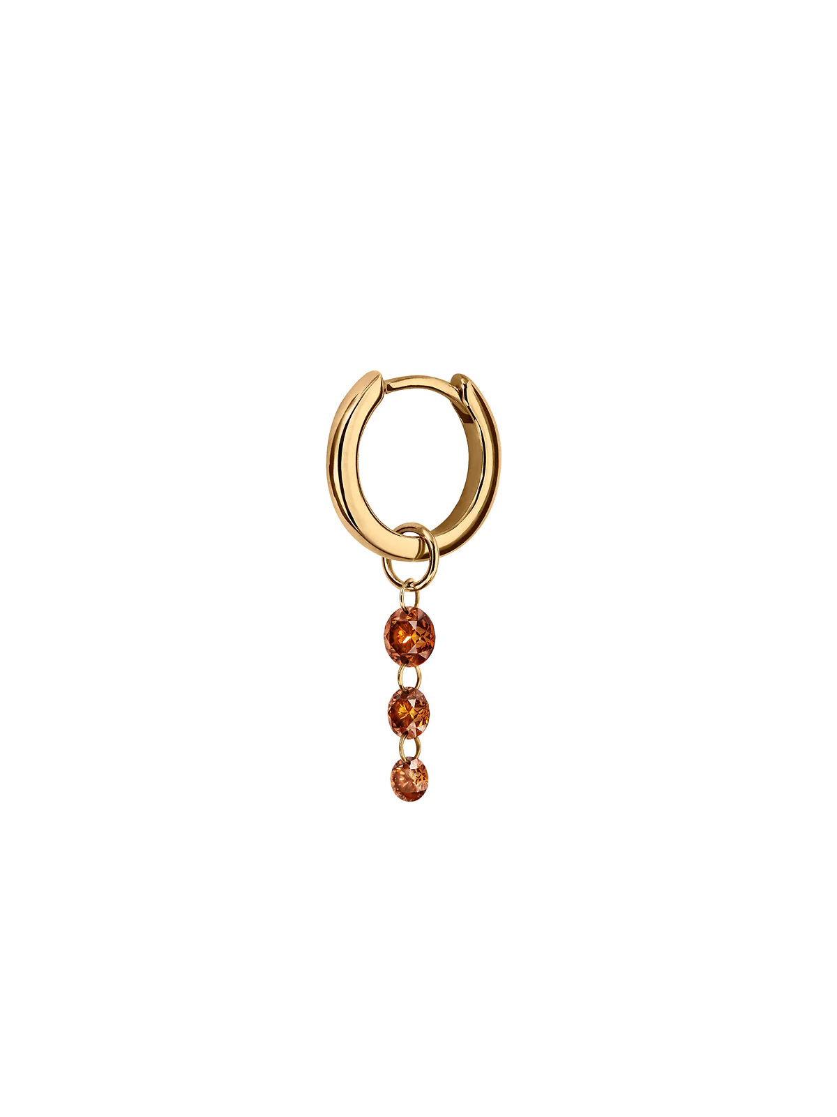 14K GRADUATED FLOATING HUGGIE EARRING IN COGNAC LAB DIAMOND, 14K YELLOW GOLD - Image 2