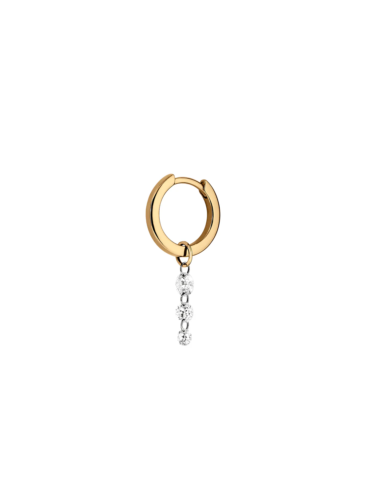 14K GRADUATED FLOATING HUGGIE EARRING IN LAB DIAMOND, 14K YELLOW GOLD - Image 2