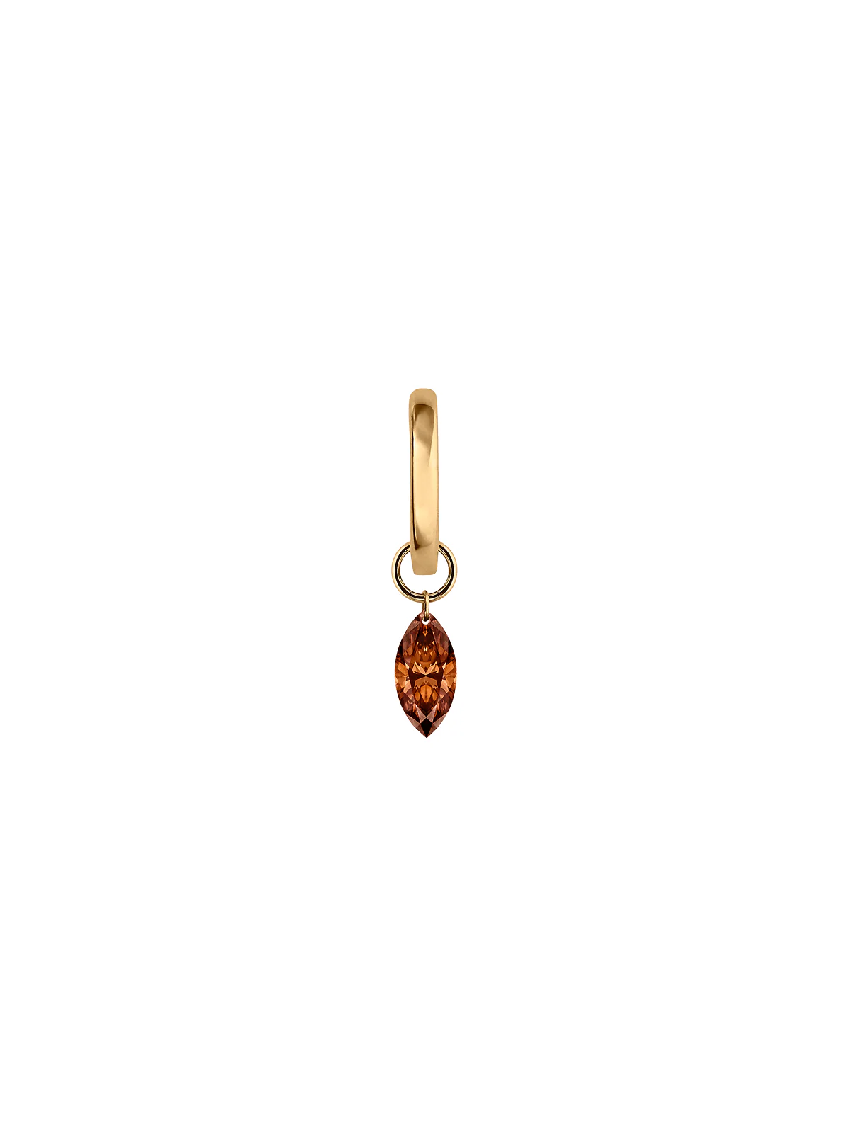 14K FLOATING MARQUISE HUGGIE EARRING IN COGNAC LAB DIAMOND, 14K YELLOW GOLD