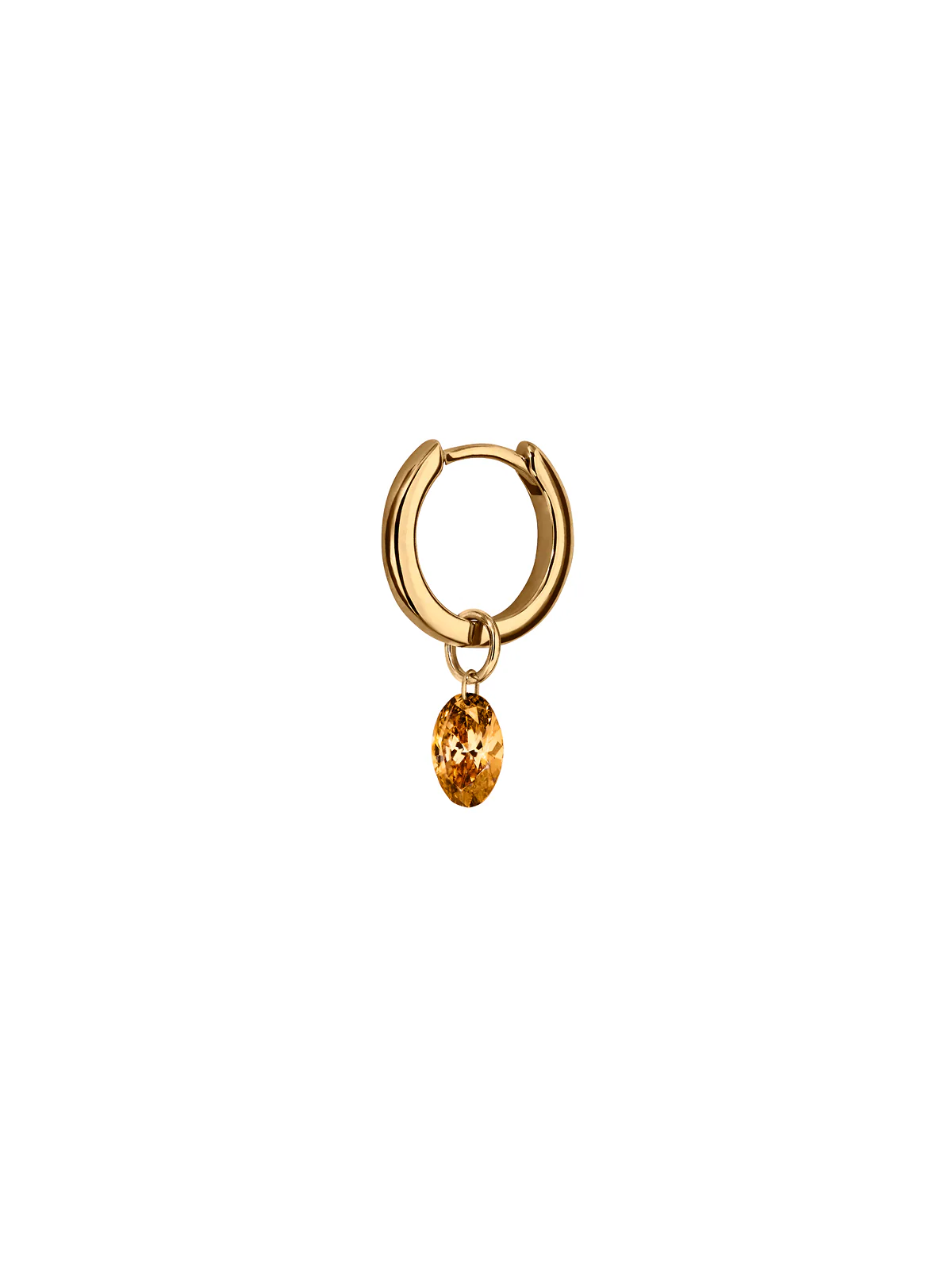 14K FLOATING OVAL HUGGIE EARRING IN AMBER LAB DIAMOND, 14K YELLOW GOLD - Image 2