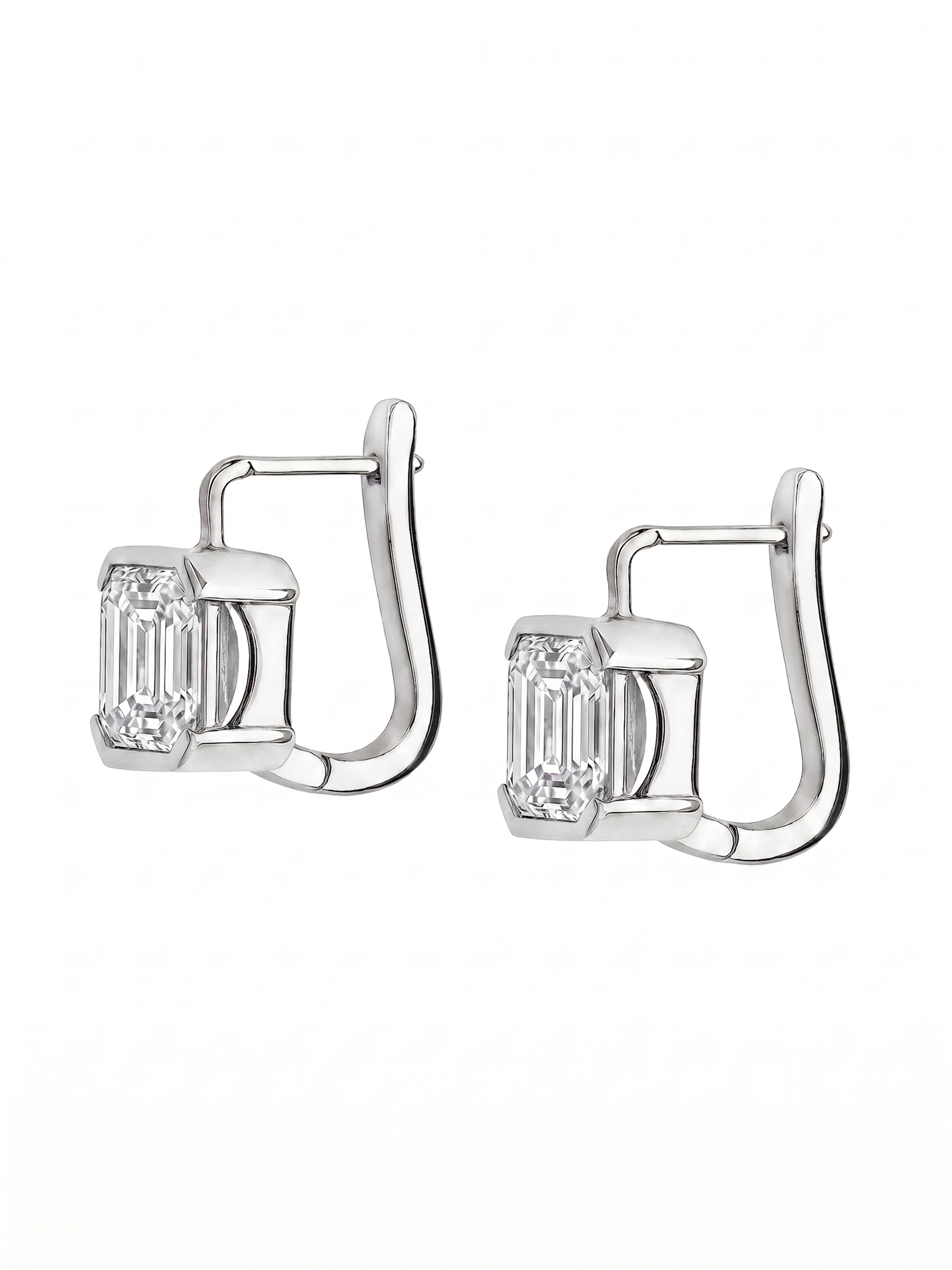 14K INÈS ASSCHER-CUT EARRINGS IN LAB DIAMOND, 14K WHITE GOLD - Image 2