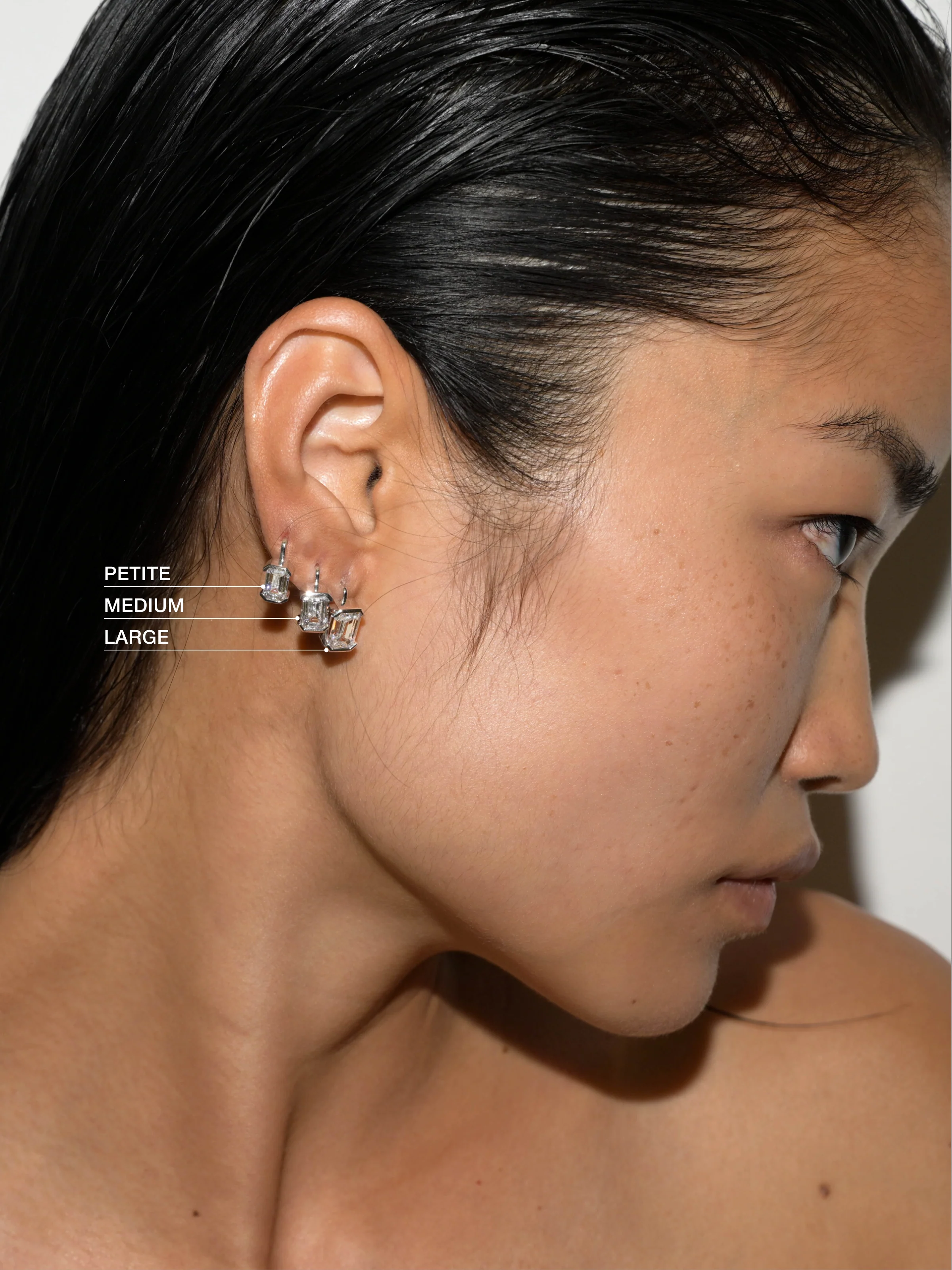 INÈS EMERALD-CUT EARRINGS IN MOISSANITE, STERLING SILVER - Image 3