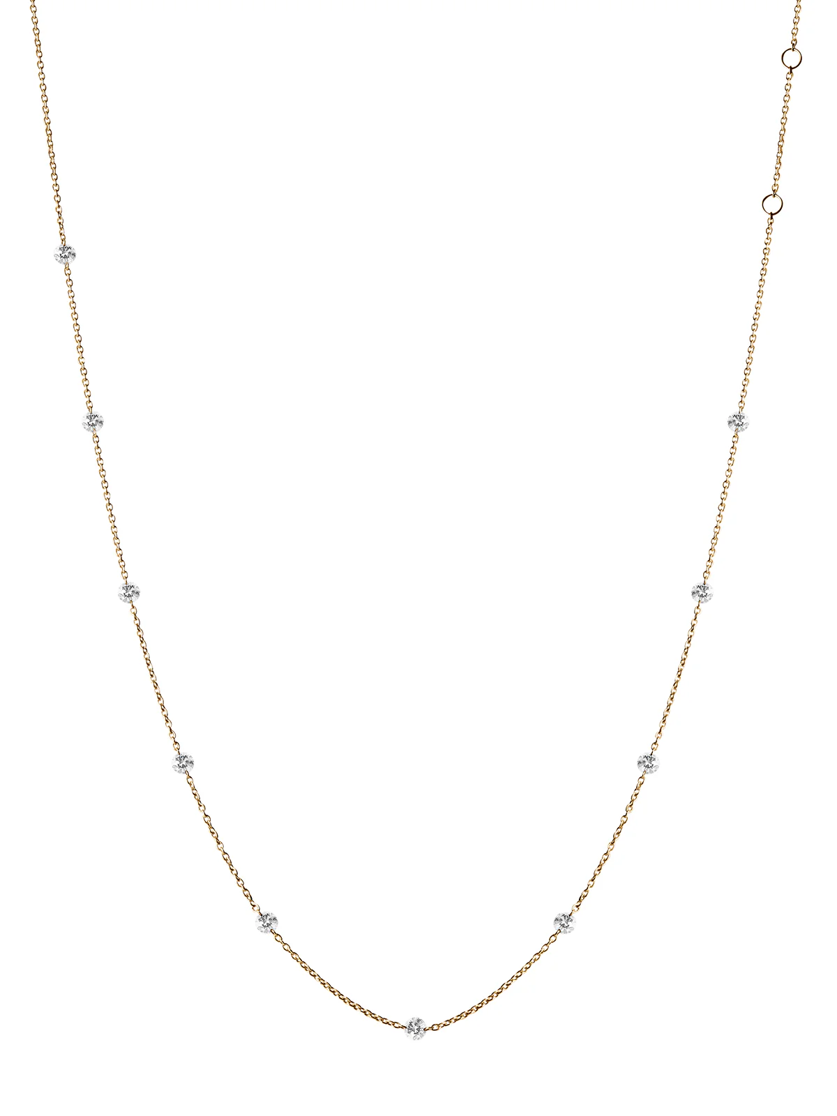 14K ROUND-CUT FLOATING NECKLACE IN LAB DIAMOND, 14K YELLOW GOLD