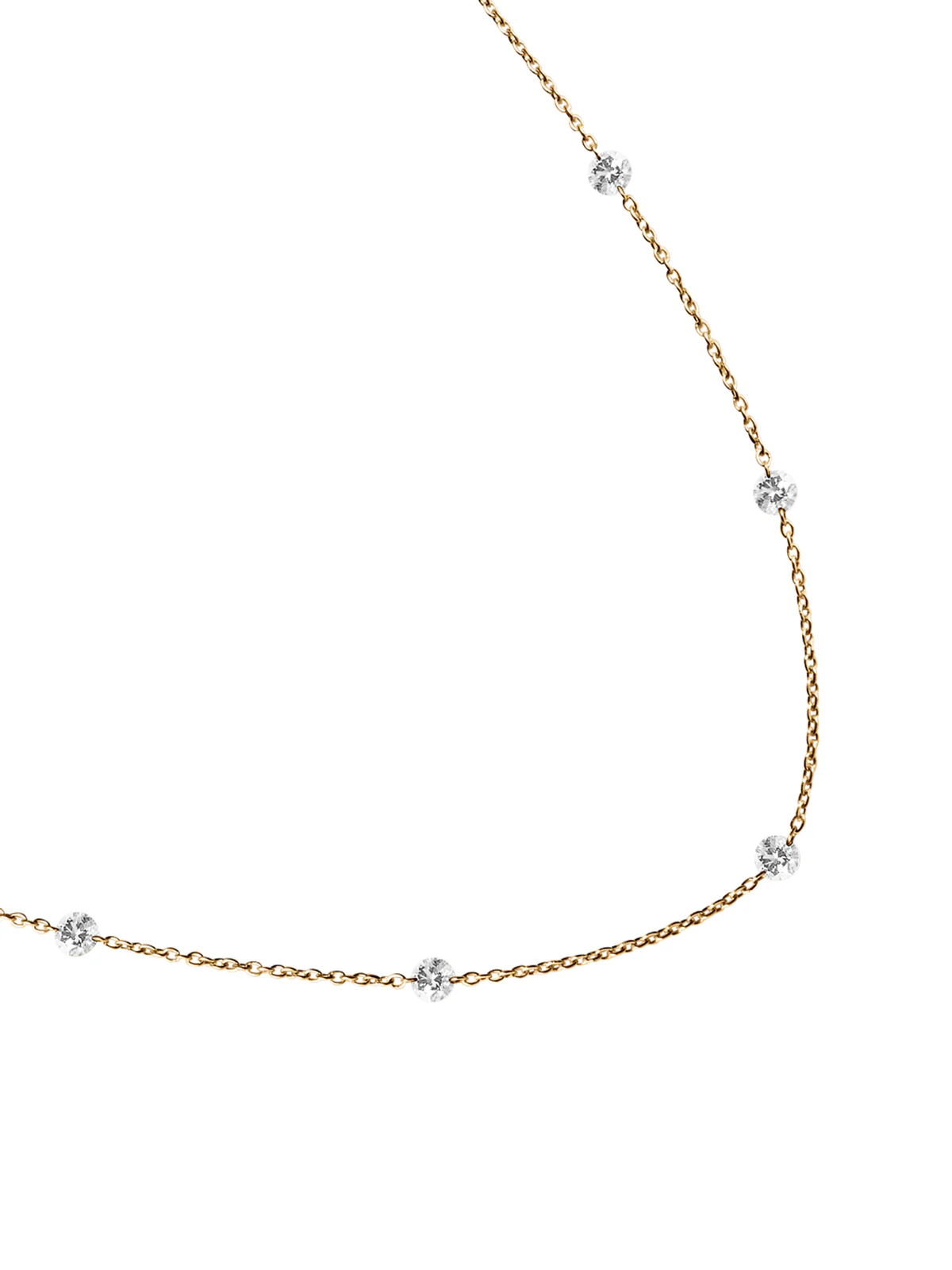 14K ROUND-CUT FLOATING NECKLACE IN LAB DIAMOND, 14K YELLOW GOLD - Image 2