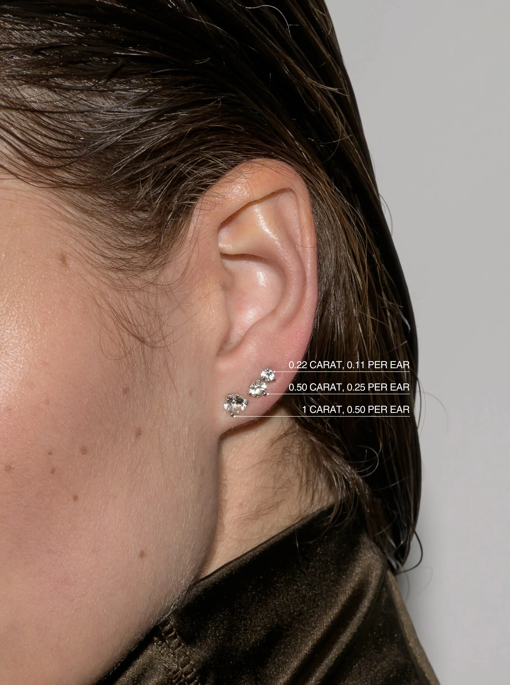 14K CLASSIC MARTINI STUD EARRINGS IN LAB DIAMOND, 14K WHITE GOLD - Image 3