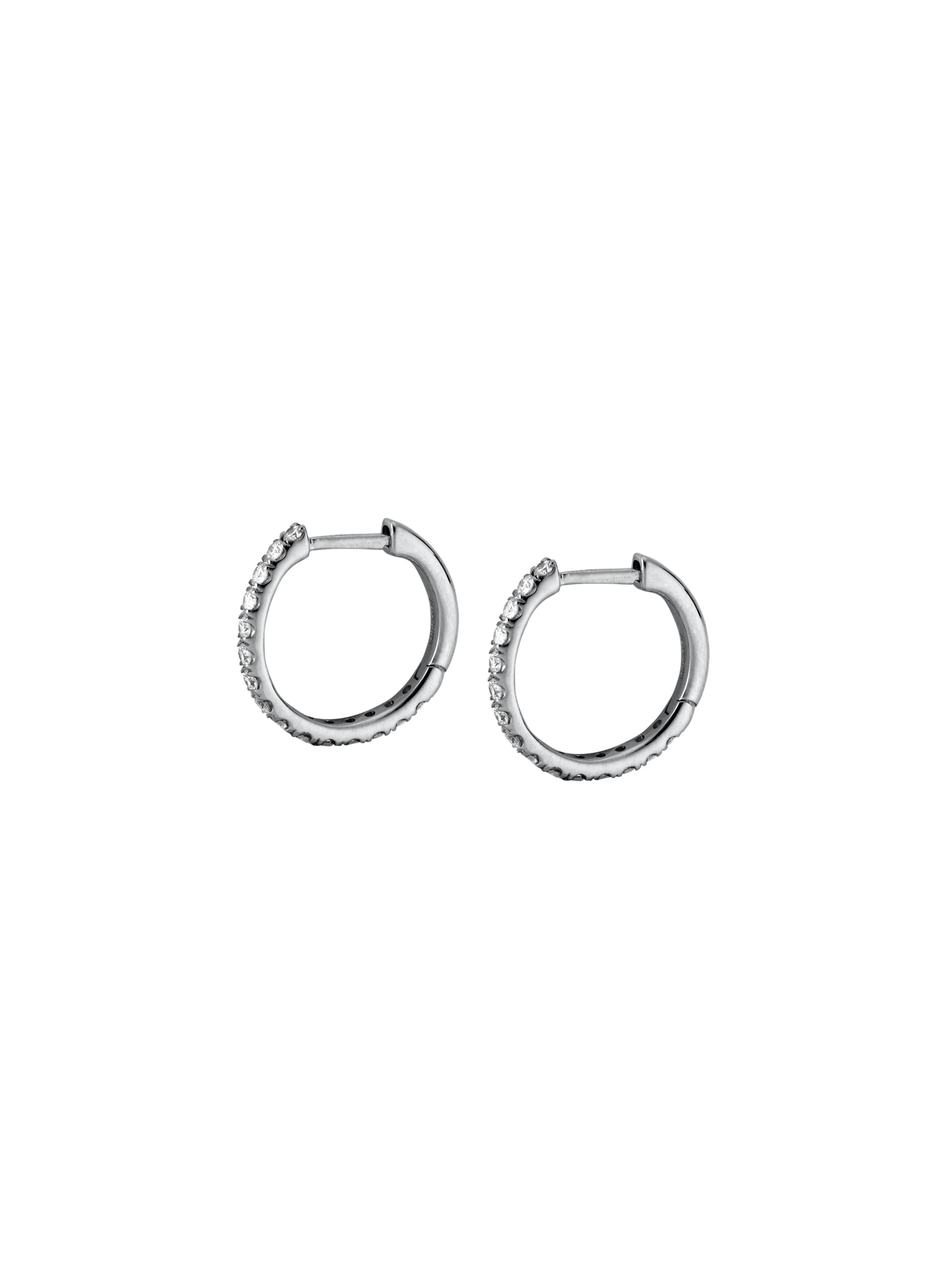14K PAVÉ HUGGIE EARRING IN LAB DIAMOND, 14K WHITE GOLD - Image 2