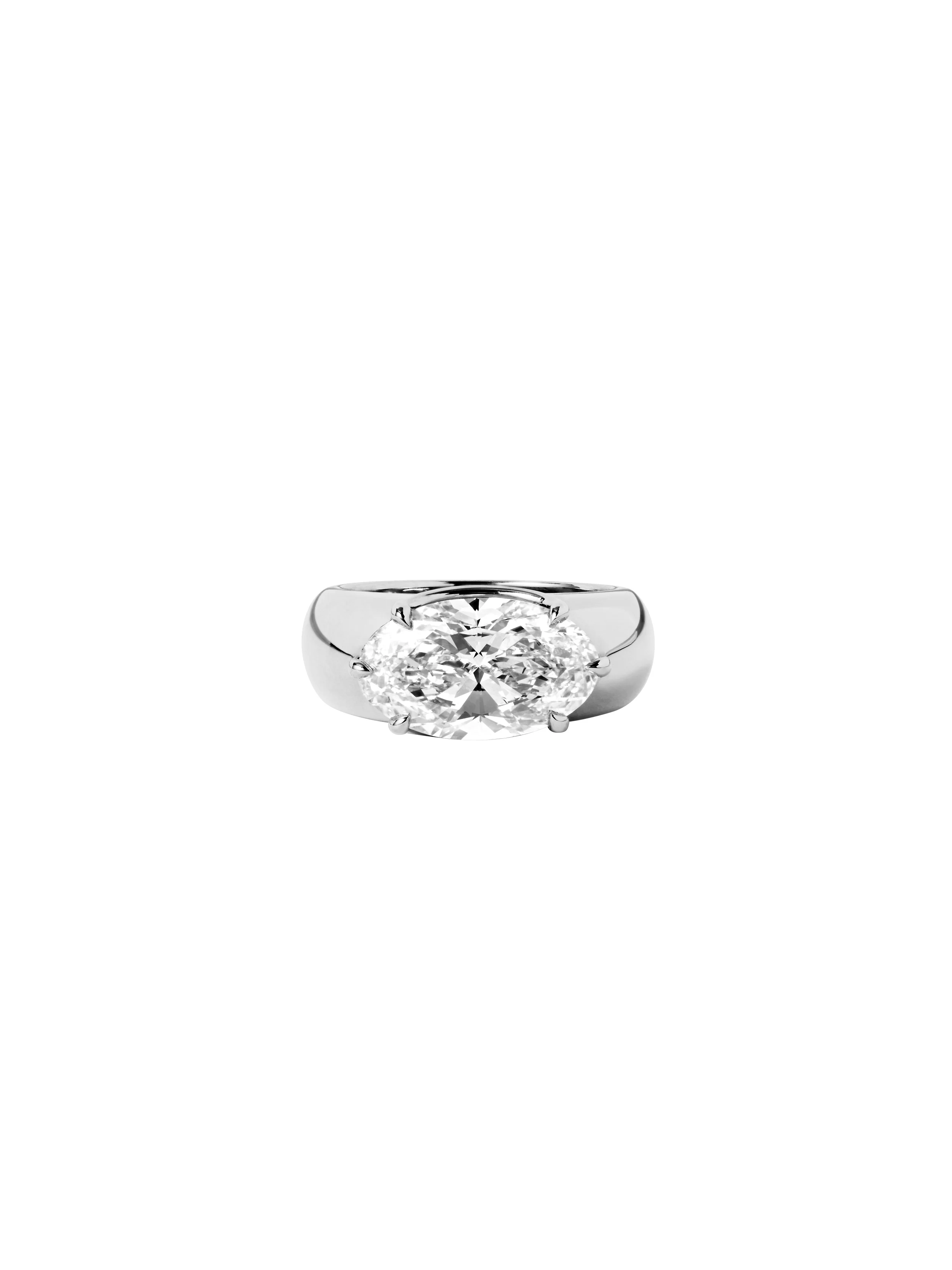 14K RHYS OVAL-CUT PINKY RING IN LAB DIAMOND, 14K WHITE GOLD