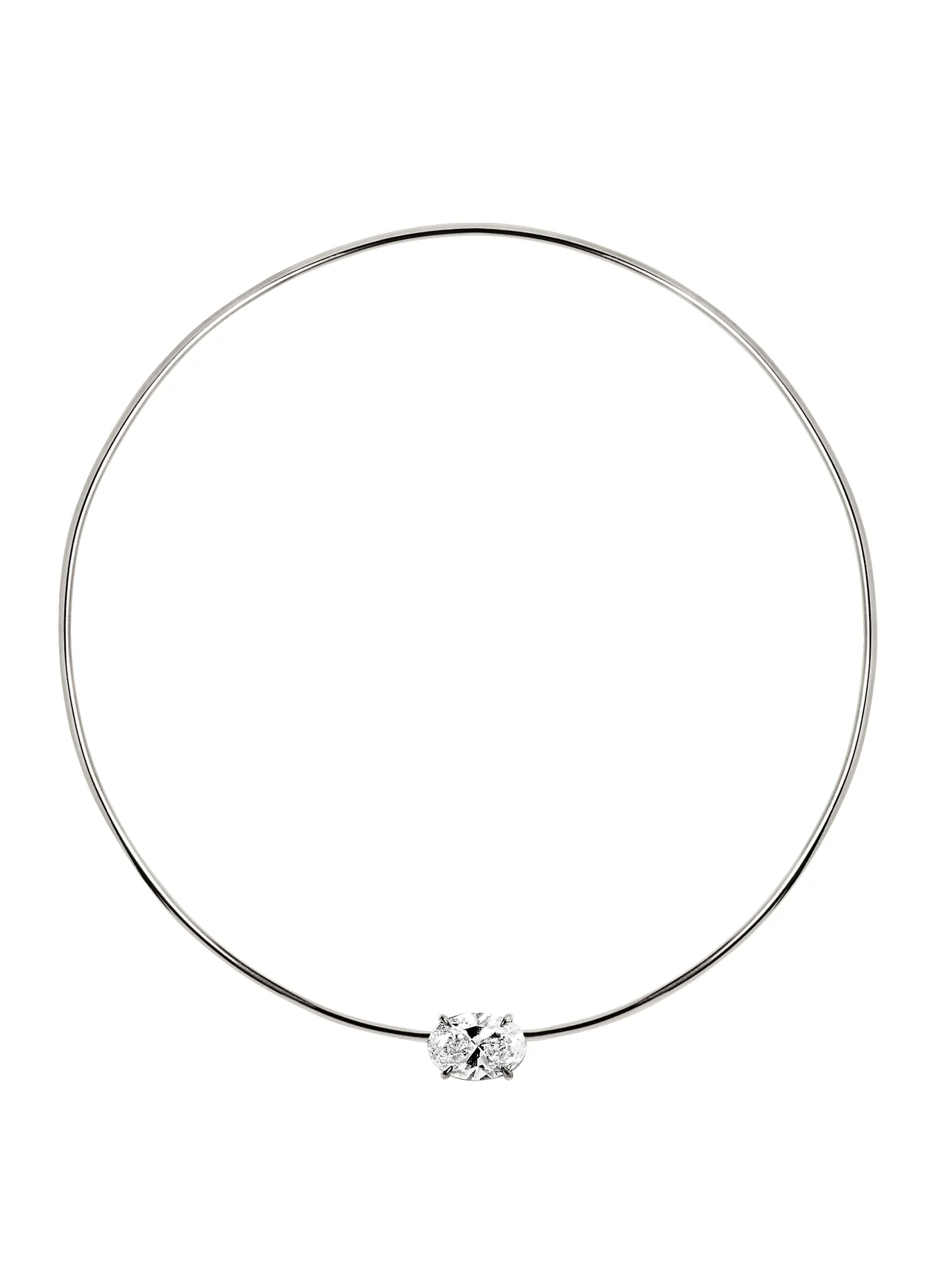 14K ROWE OVAL-CUT COLLAR IN 4 CTS LAB DIAMOND, 14K WHITE GOLD