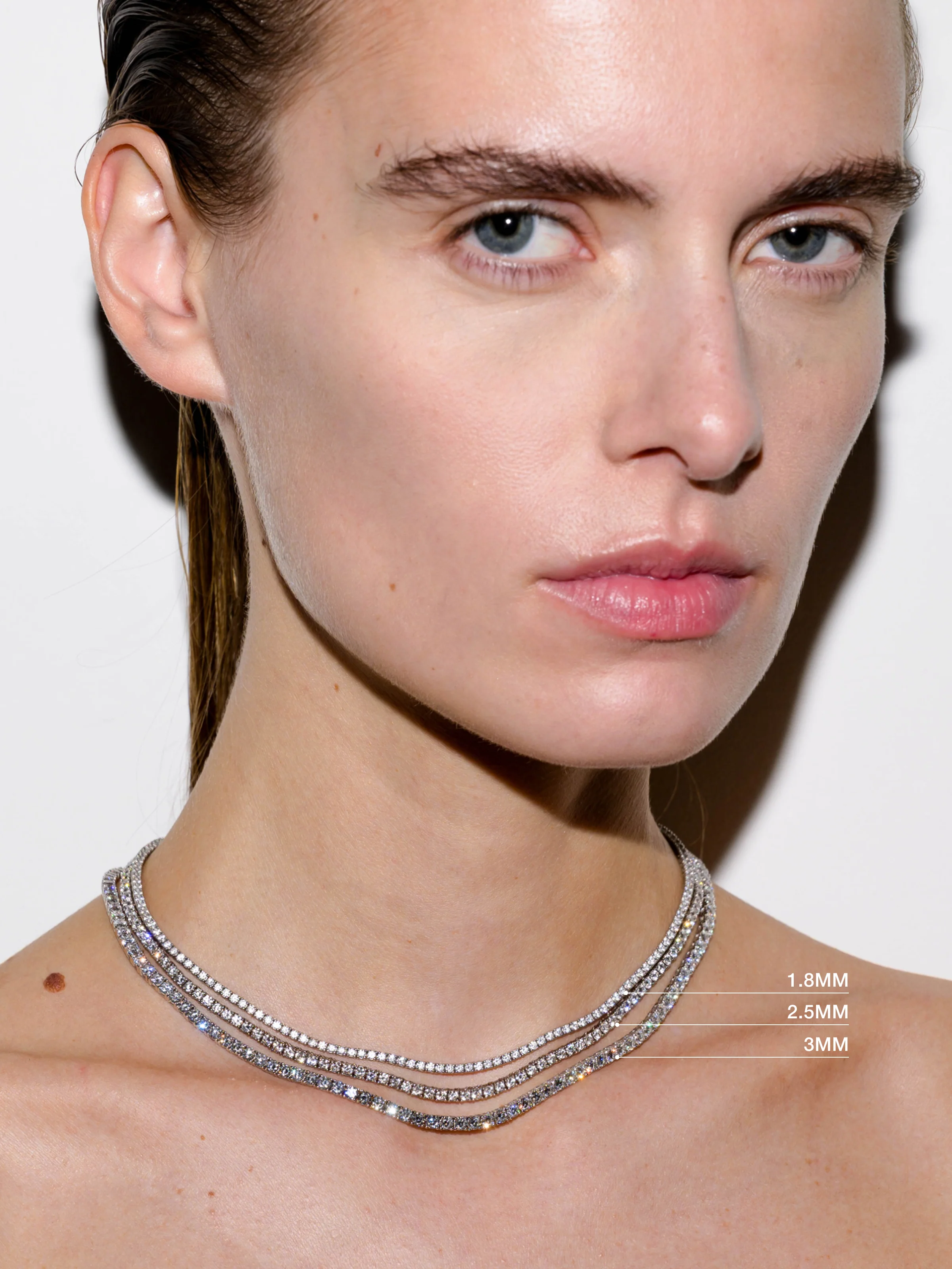 14K KATE RIVIÈRE NECKLACE IN 3MM LAB DIAMOND, 14K WHITE GOLD - Image 3