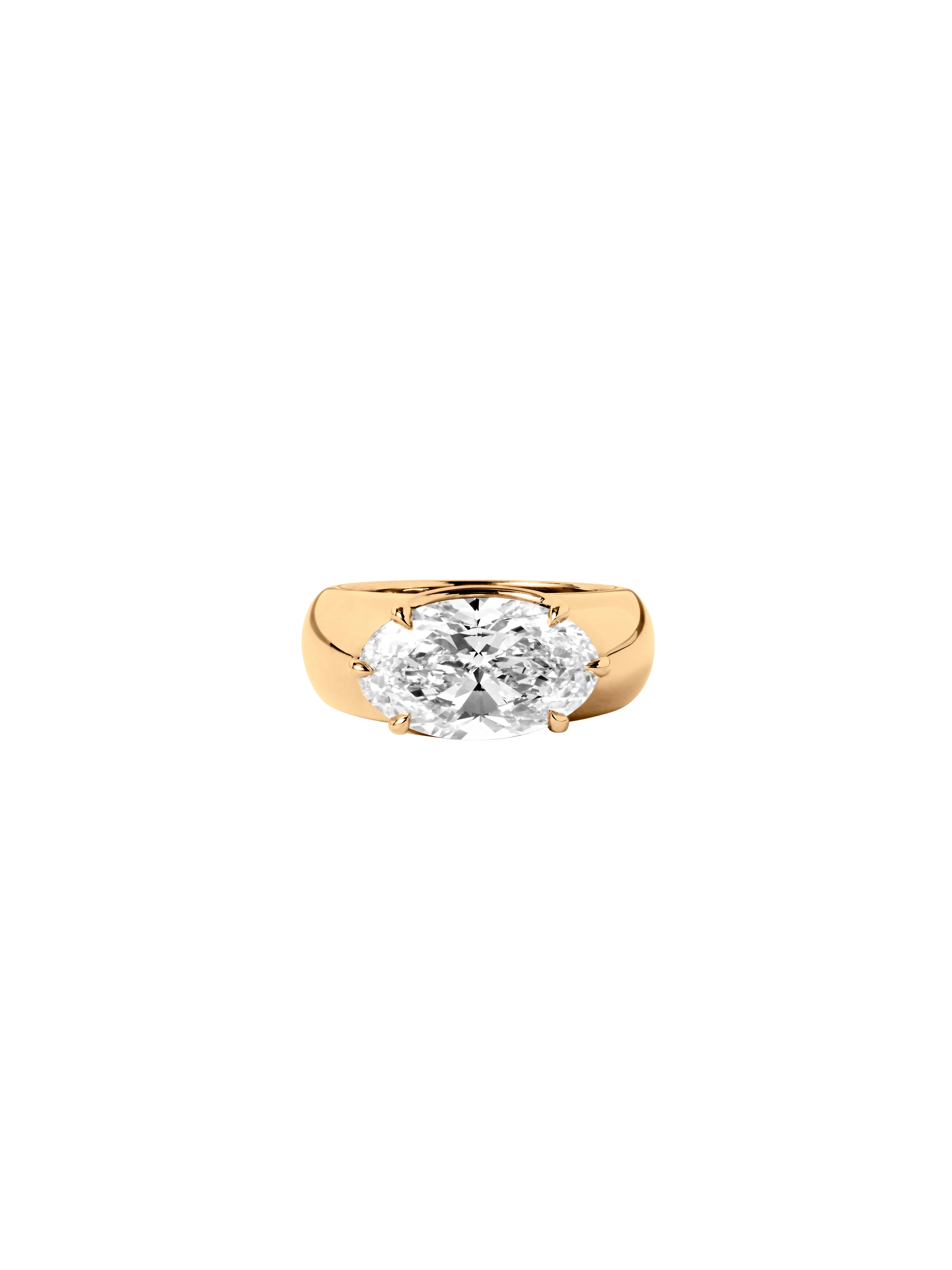 14K RHYS OVAL-CUT PINKY RING IN LAB DIAMOND, 14K YELLOW GOLD