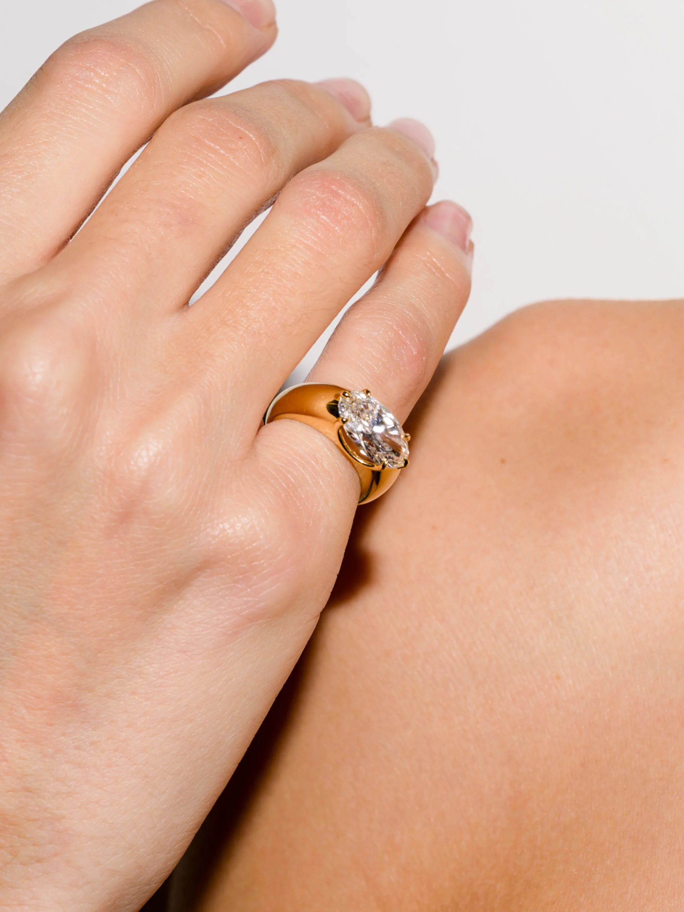 14K RHYS OVAL-CUT PINKY RING IN LAB DIAMOND, 14K WHITE GOLD - Image 3