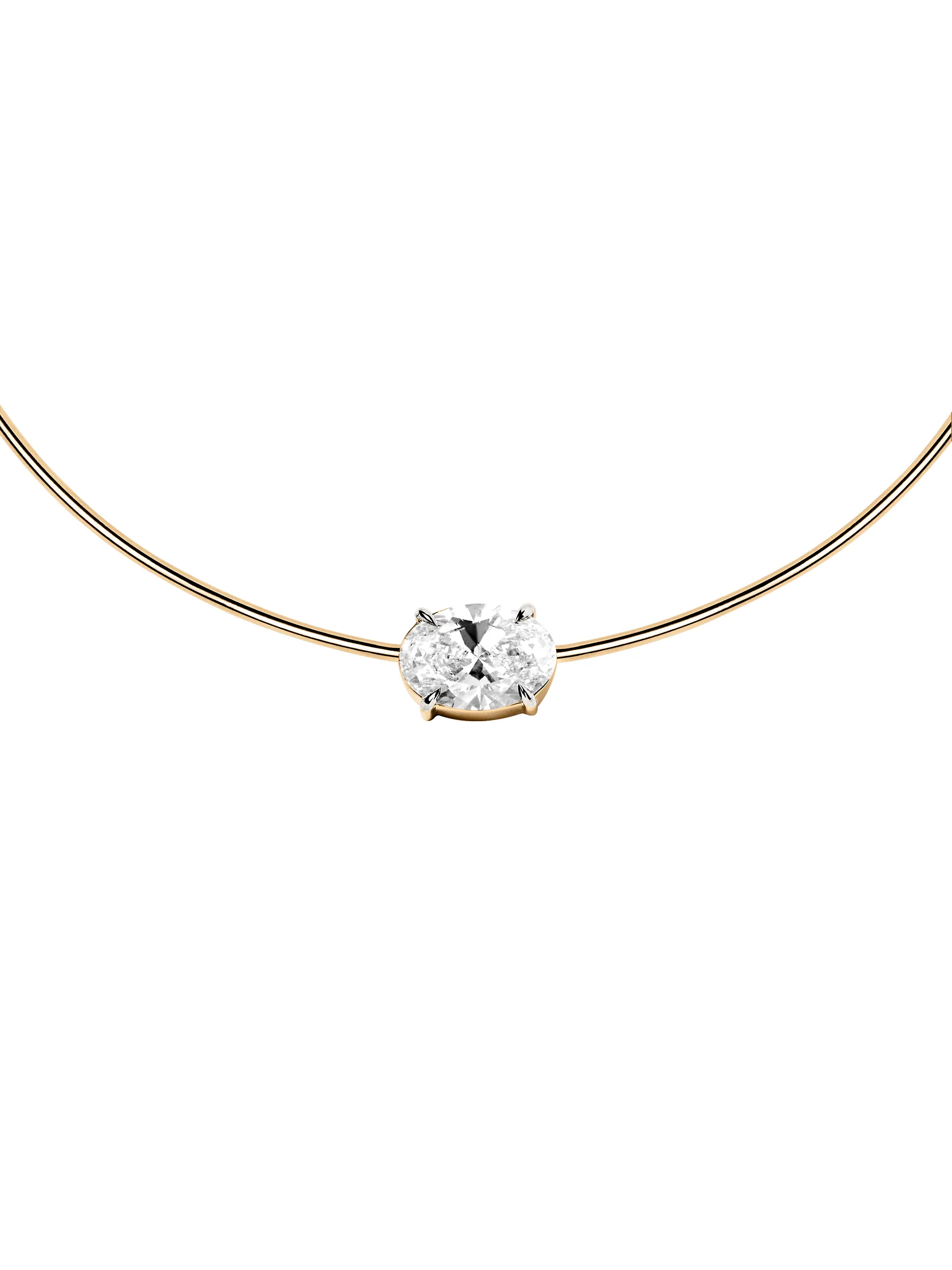 14K ROWE OVAL-CUT COLLAR IN 4 CTS LAB DIAMOND, 14K YELLOW GOLD - Image 2