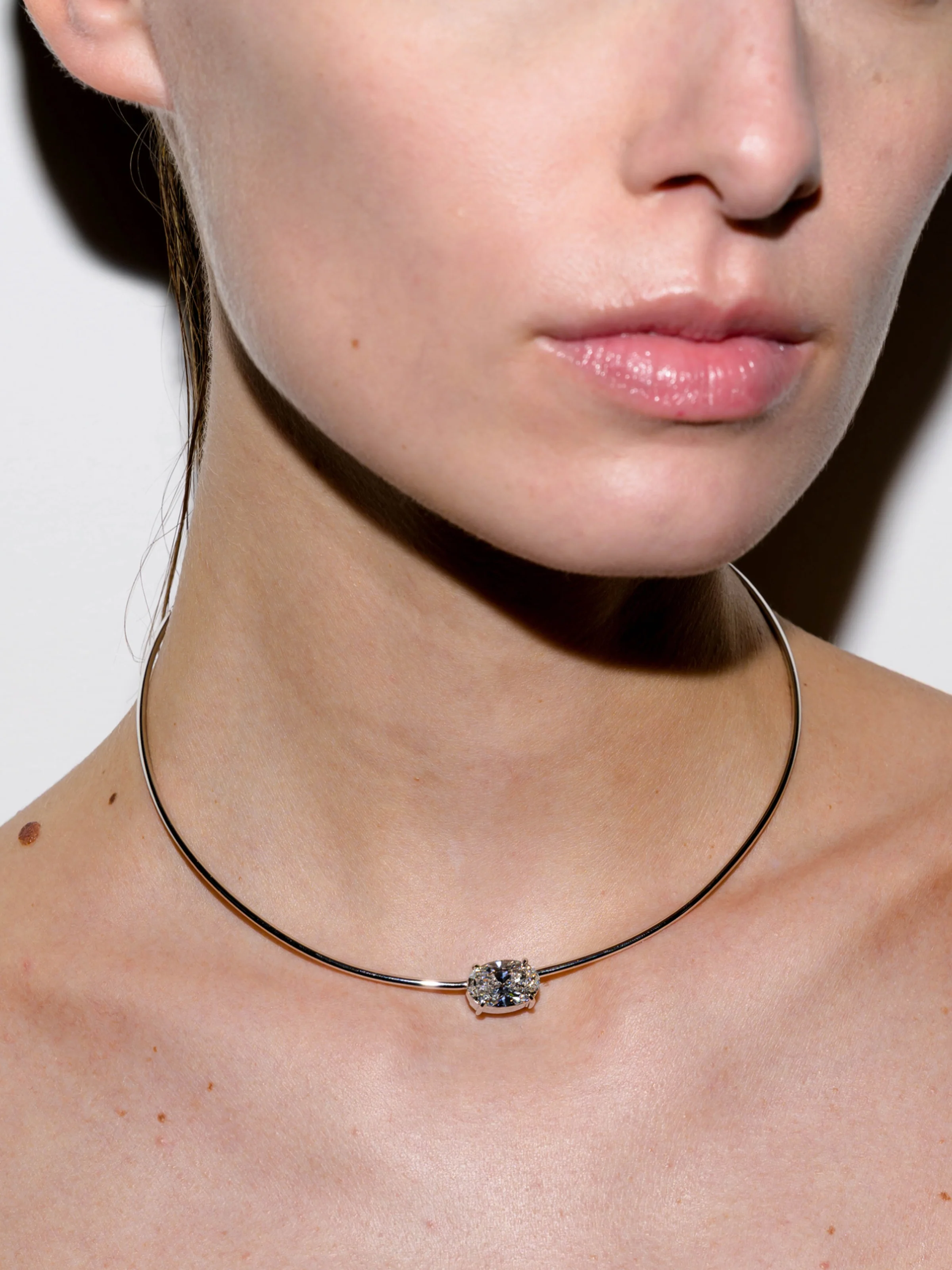 14K ROWE OVAL-CUT COLLAR IN 4 CTS LAB DIAMOND, 14K WHITE GOLD - Image 3