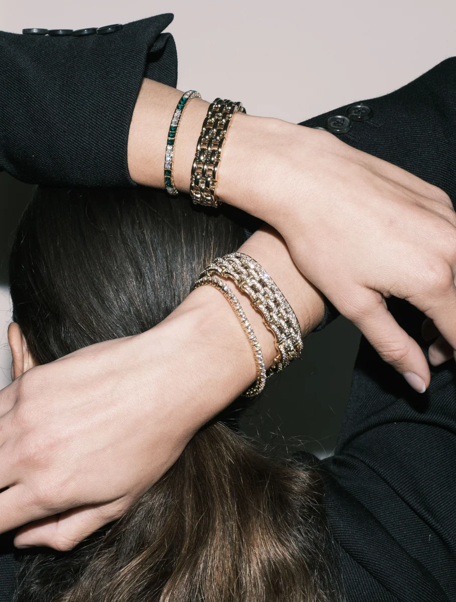 BENEDETTA BRACELET IN LAB WHITE SAPPHIRE, 18K GOLD COATED BRASS - Image 3
