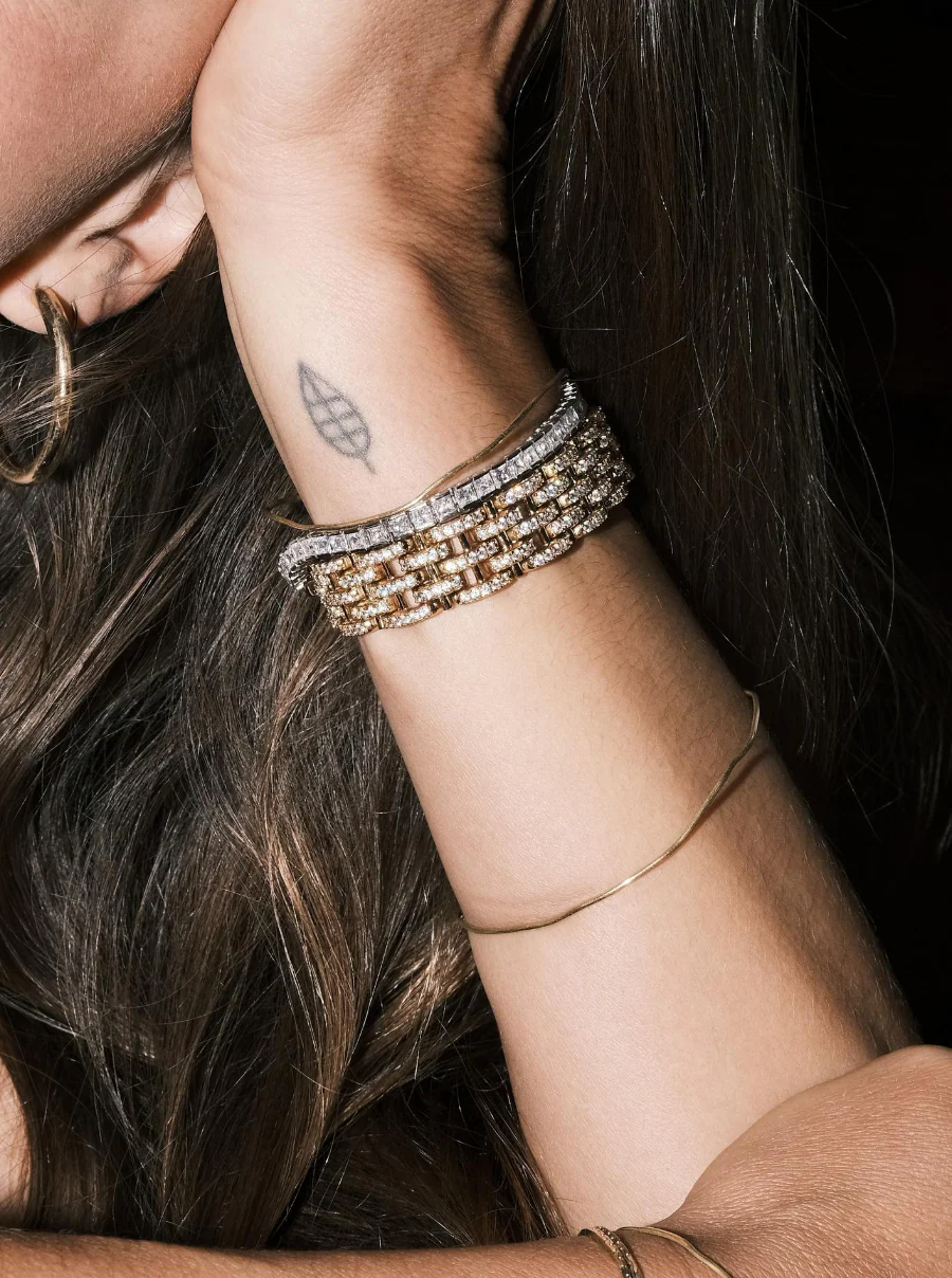 BENEDETTA BRACELET IN LAB WHITE SAPPHIRE, 18K GOLD COATED BRASS - Image 4