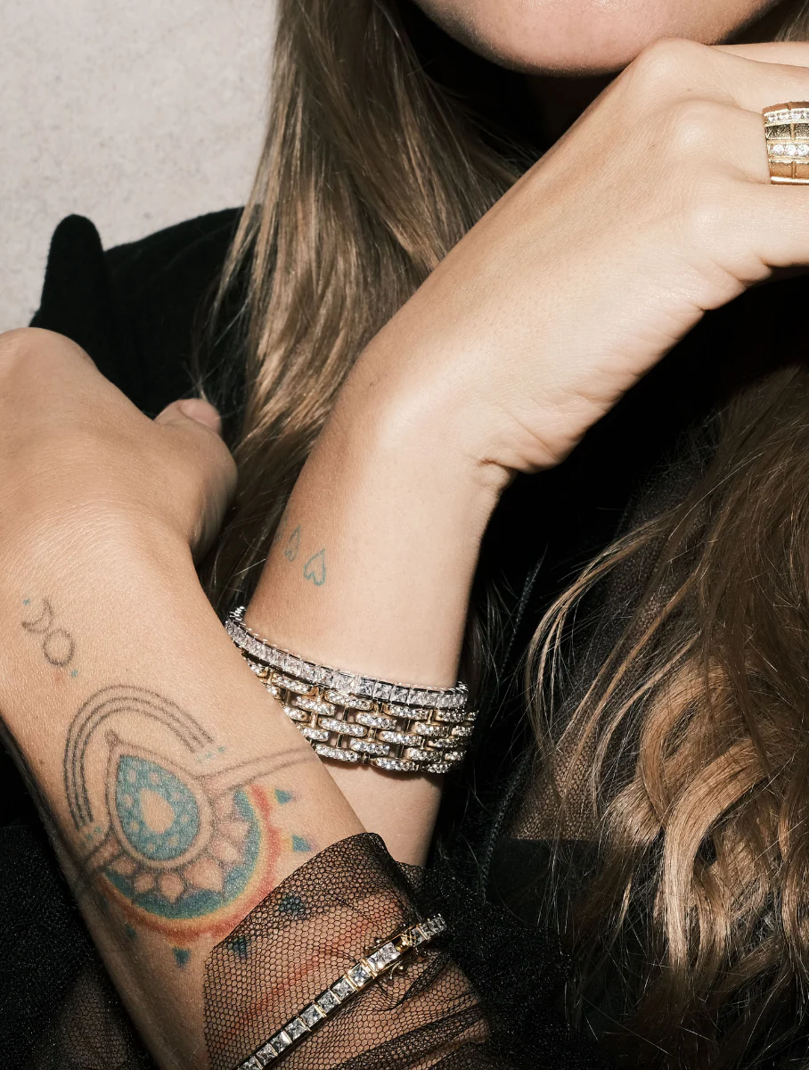 BENEDETTA BRACELET IN LAB WHITE SAPPHIRE, 18K GOLD COATED BRASS - Image 5