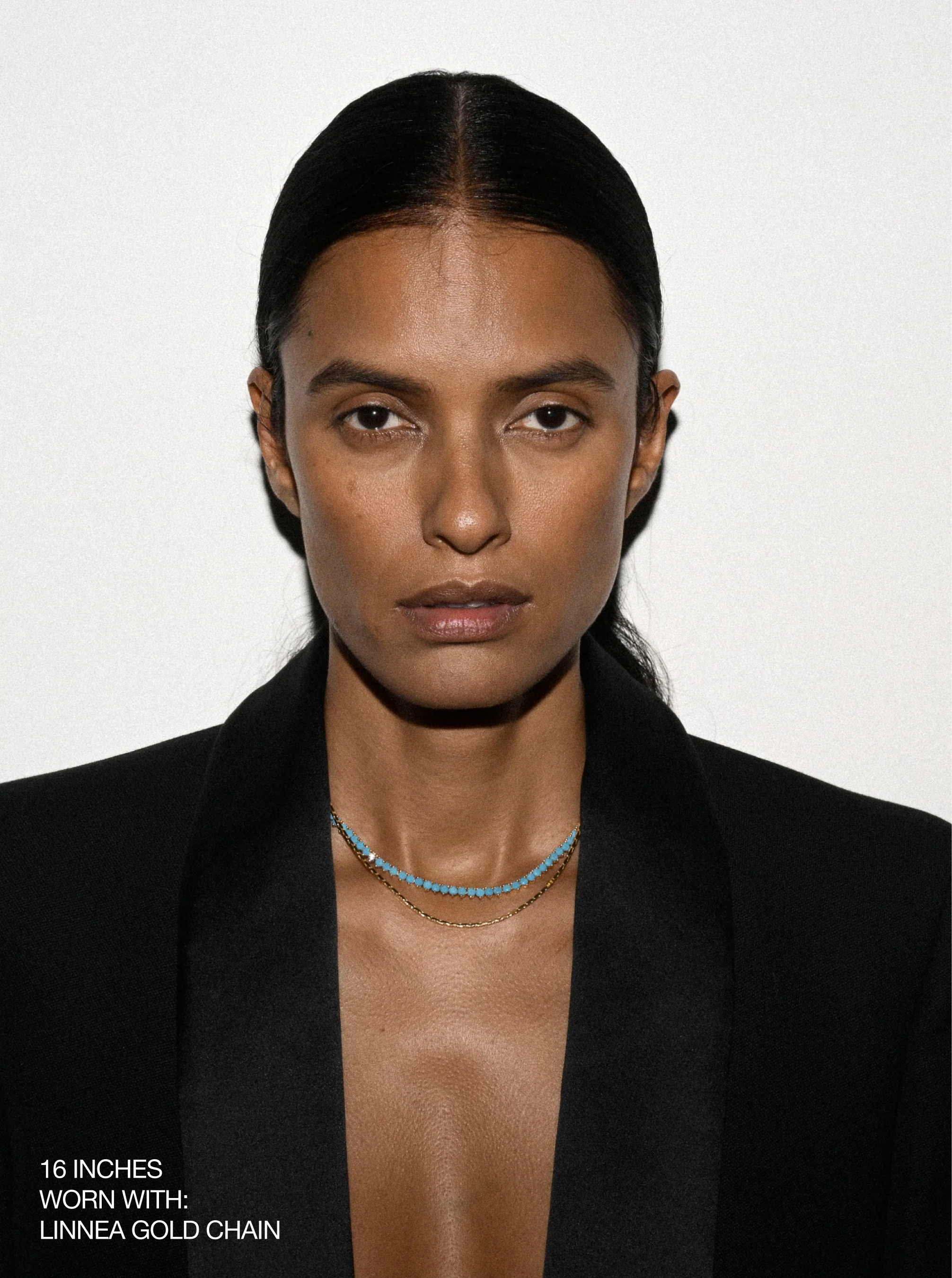 BENNINGTON RIVIÈRE NECKLACE IN NANO TURQUOISE WITH LAB DIAMOND, 18K GOLD VERMEIL - Image 4