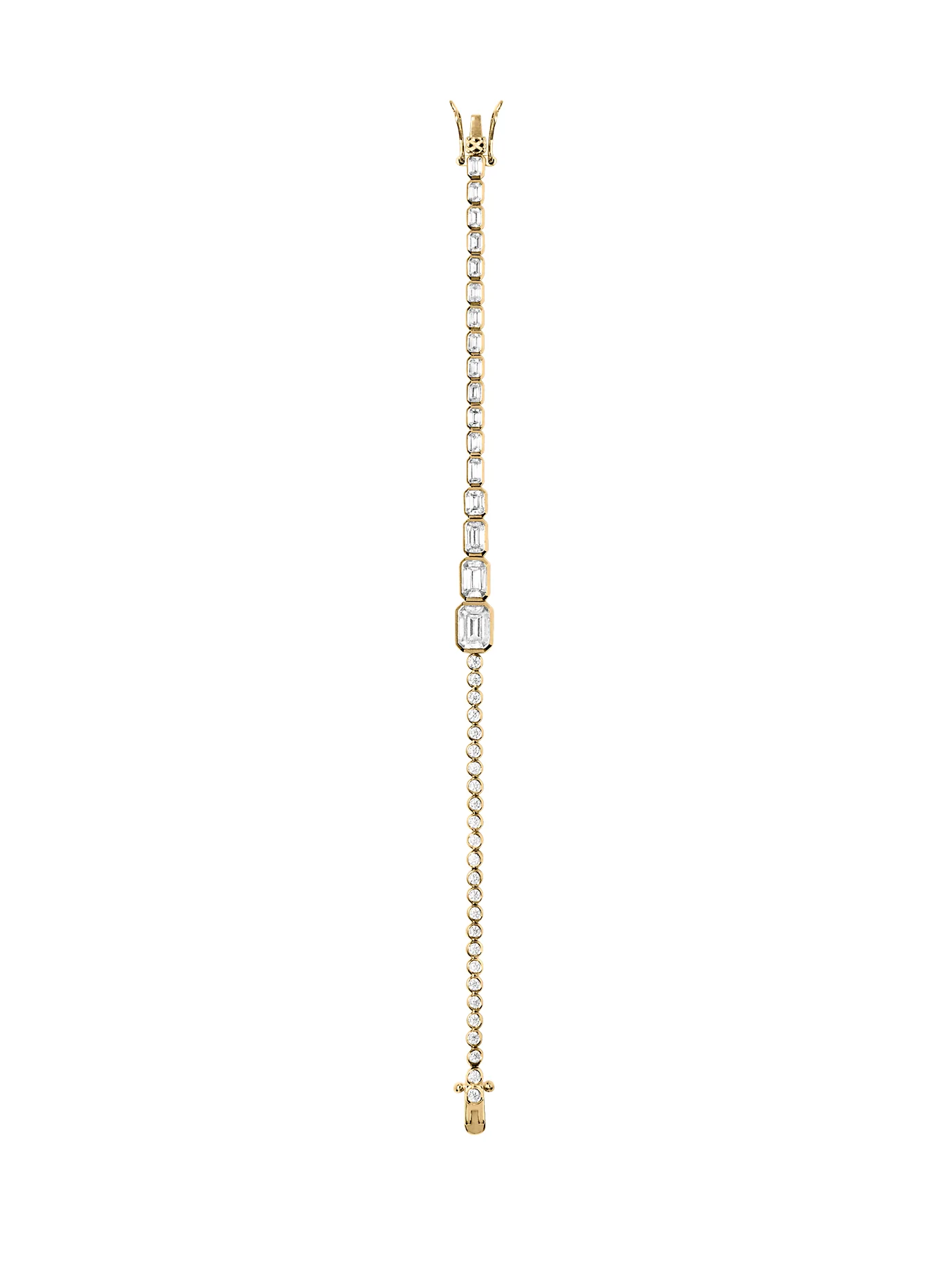 BLAKE GRADUATED BEZEL RIVIÈRE BRACELET IN MOISSANITE, 18K GOLD VERMEIL
