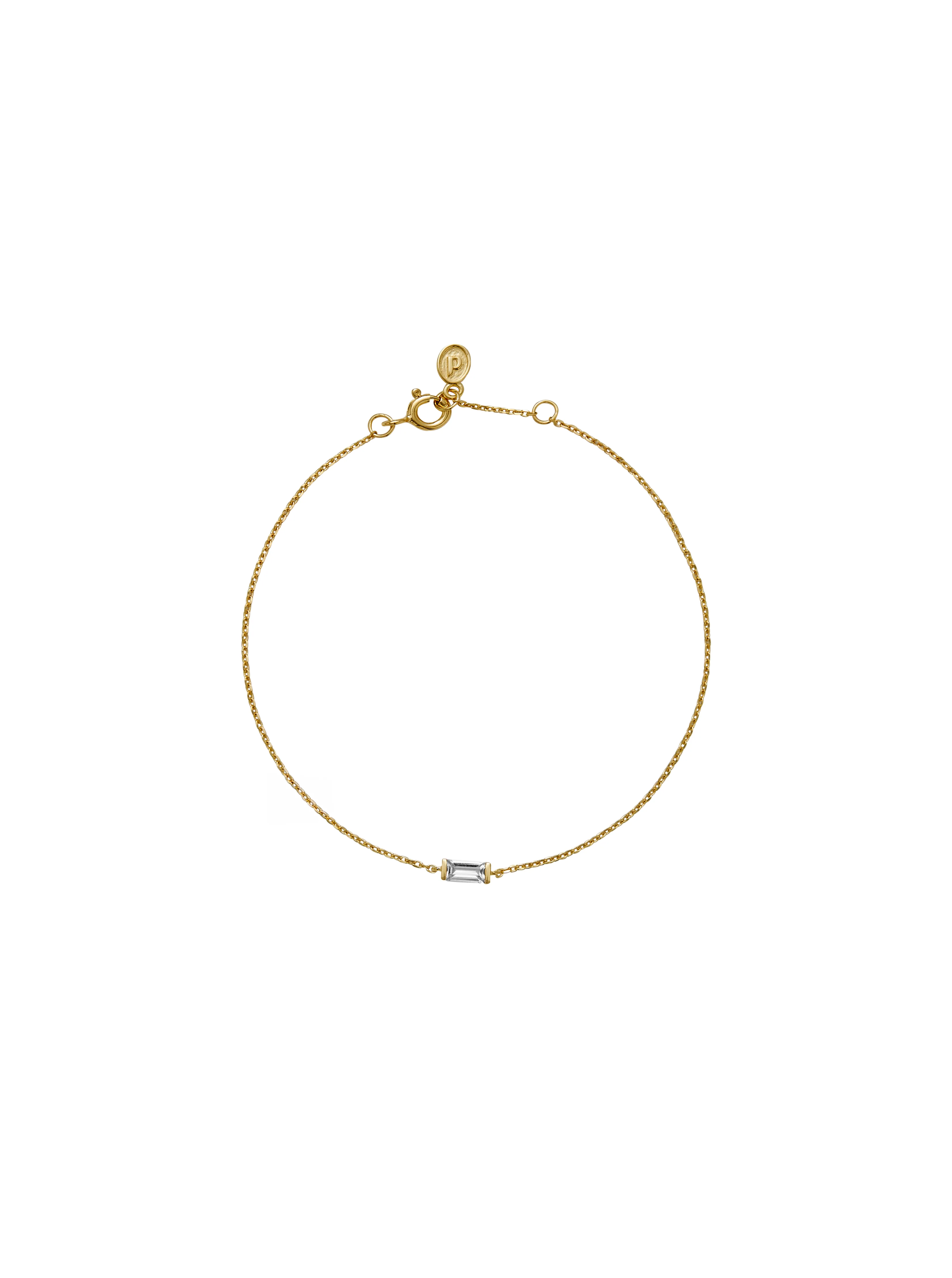 BAGUETTE CHAIN BRACELET IN LAB WHITE SAPPHIRE, 18K GOLD VERMEIL