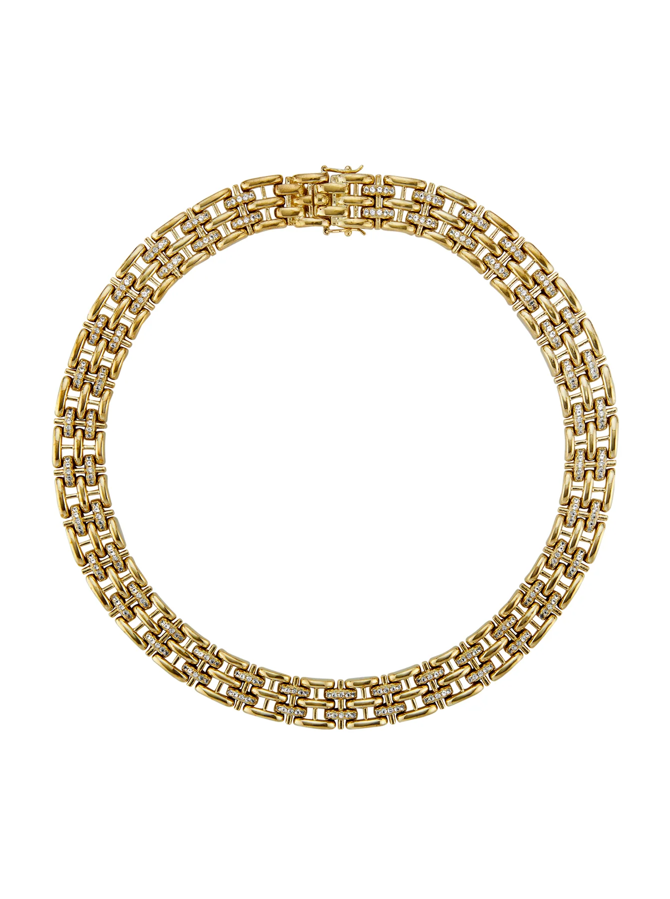 CLARETTE PAVÉ NECKLACE IN LAB WHITE SAPPHIRE, 18K GOLD COATED BRASS