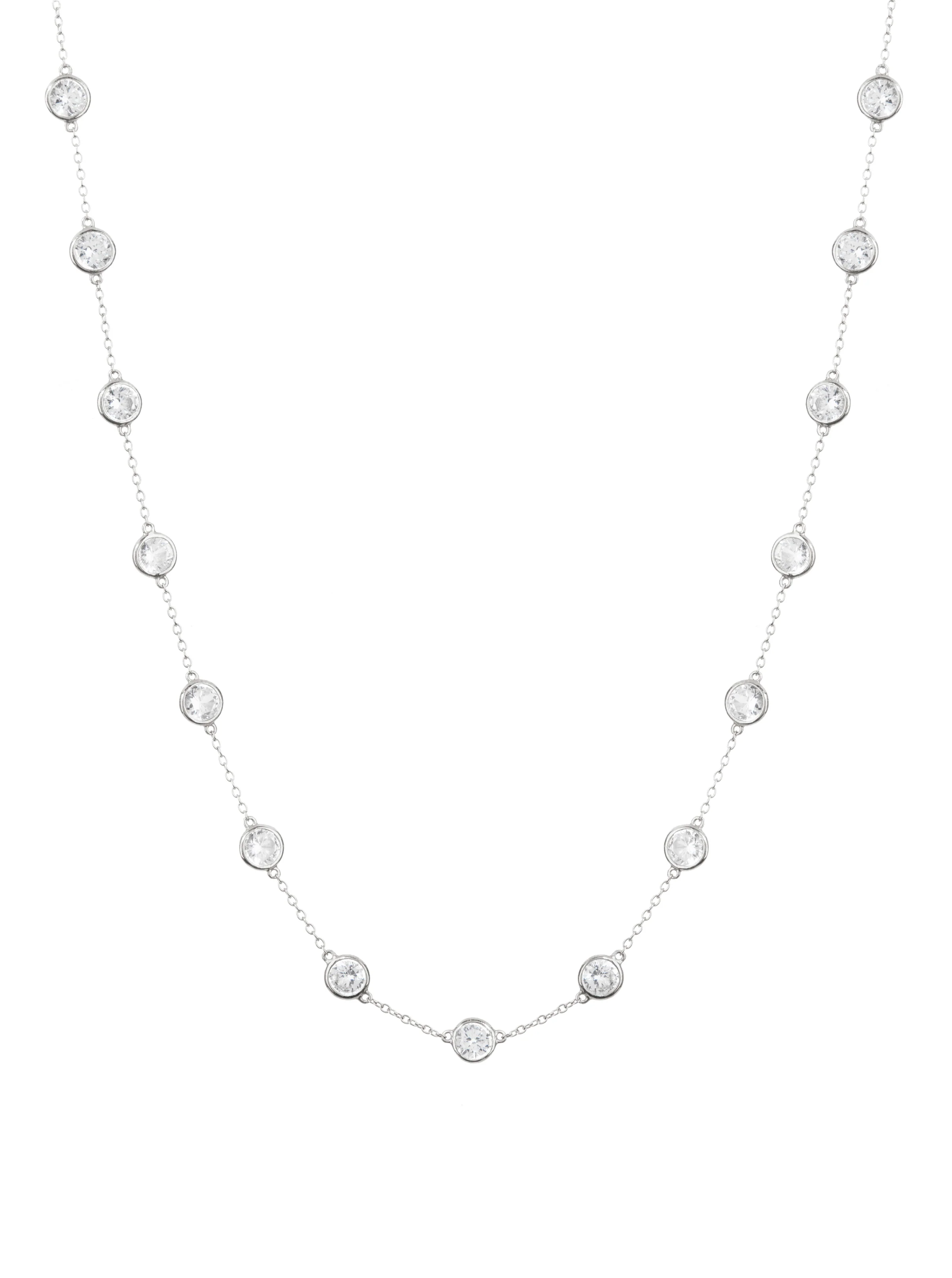 CLEMENCE NECKLACE IN 7.50 CTS LAB WHITE SAPPHIRE, STERLING SILVER