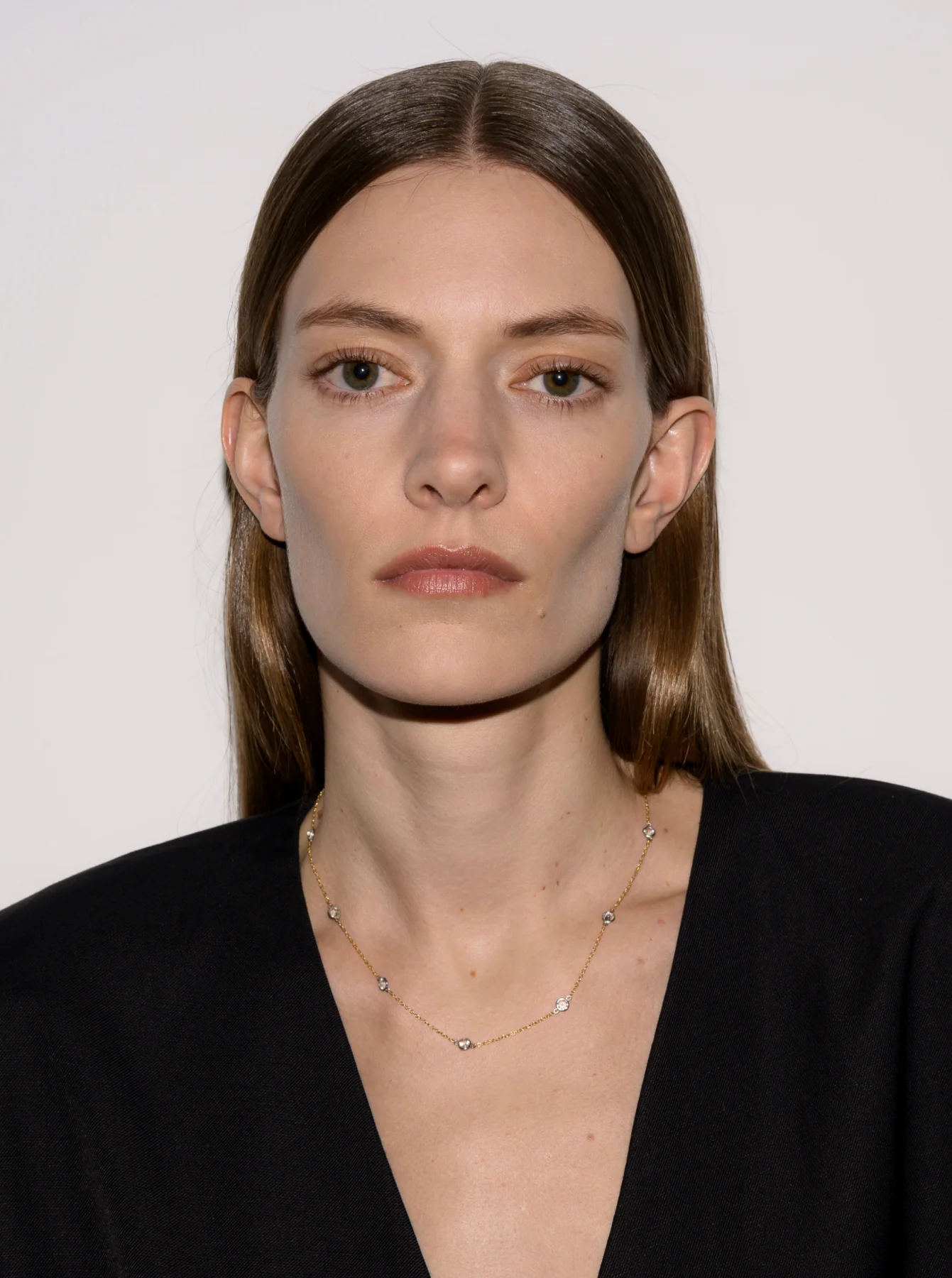 CLEMENCE TWO-TONE NECKLACE IN LAB WHITE SAPPHIRE - Image 4
