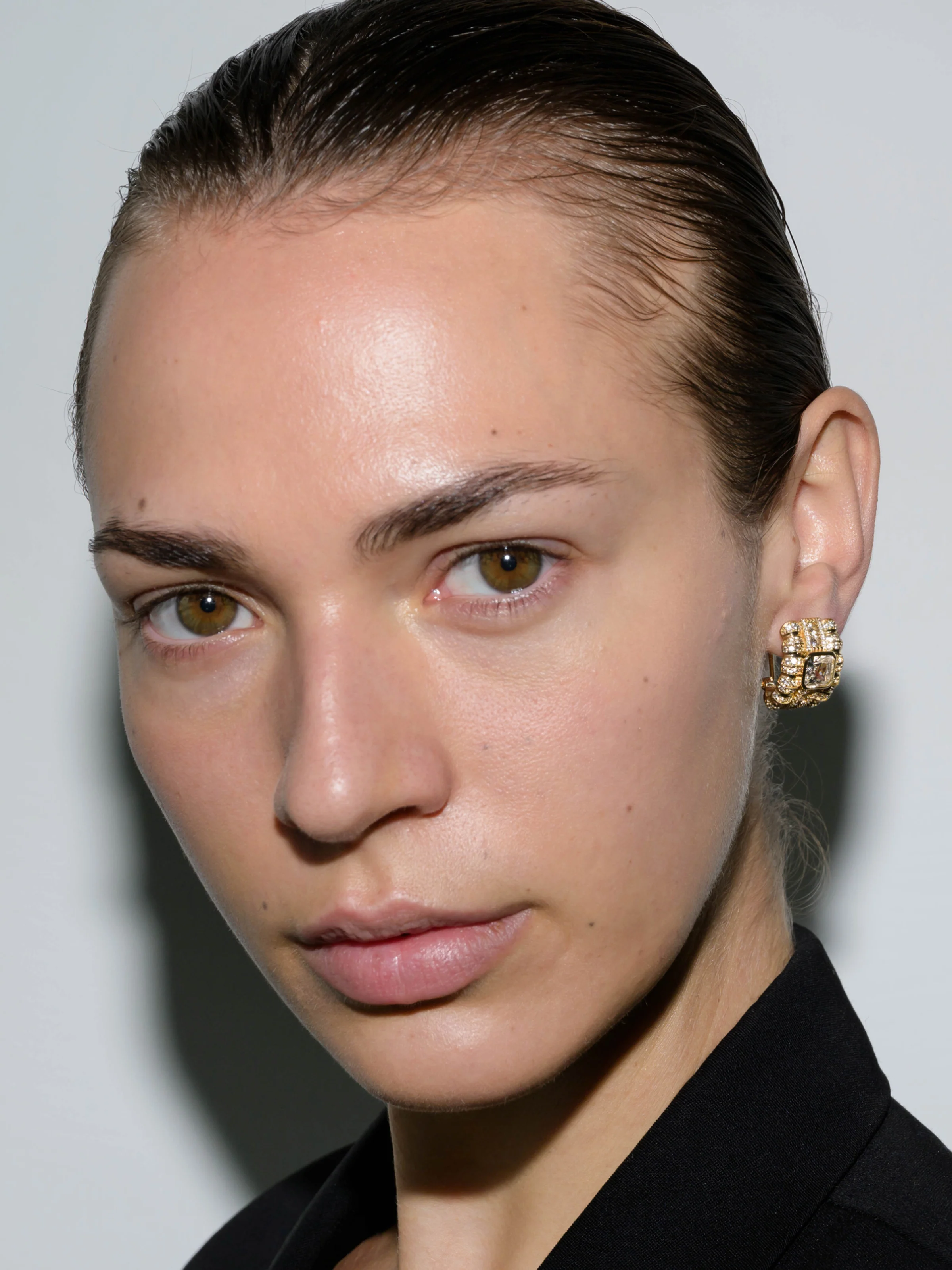 CRAWFORD EARRINGS IN LAB WHITE SAPPHIRE, 18K GOLD COATED BRASS - Image 3
