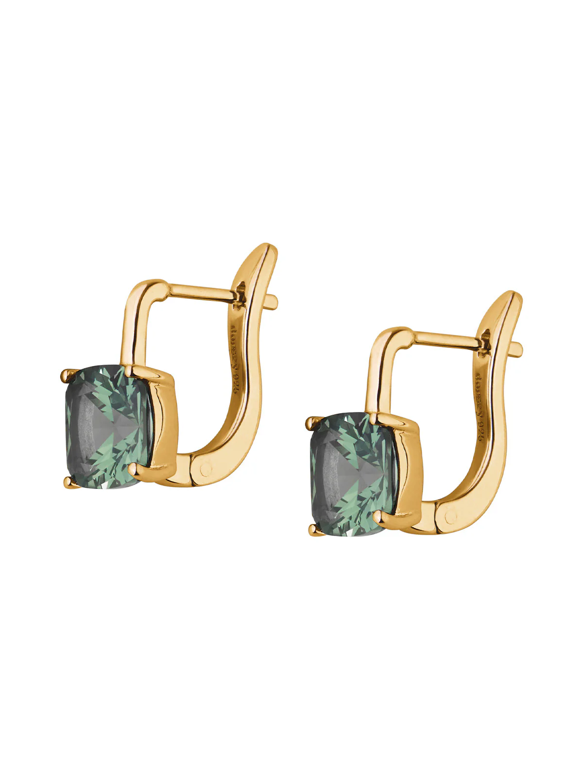 PORTER CUSHION-CUT EARRINGS IN LAB MOSS GREEN TOURMALINE, 18K GOLD VERMEIL - Image 2