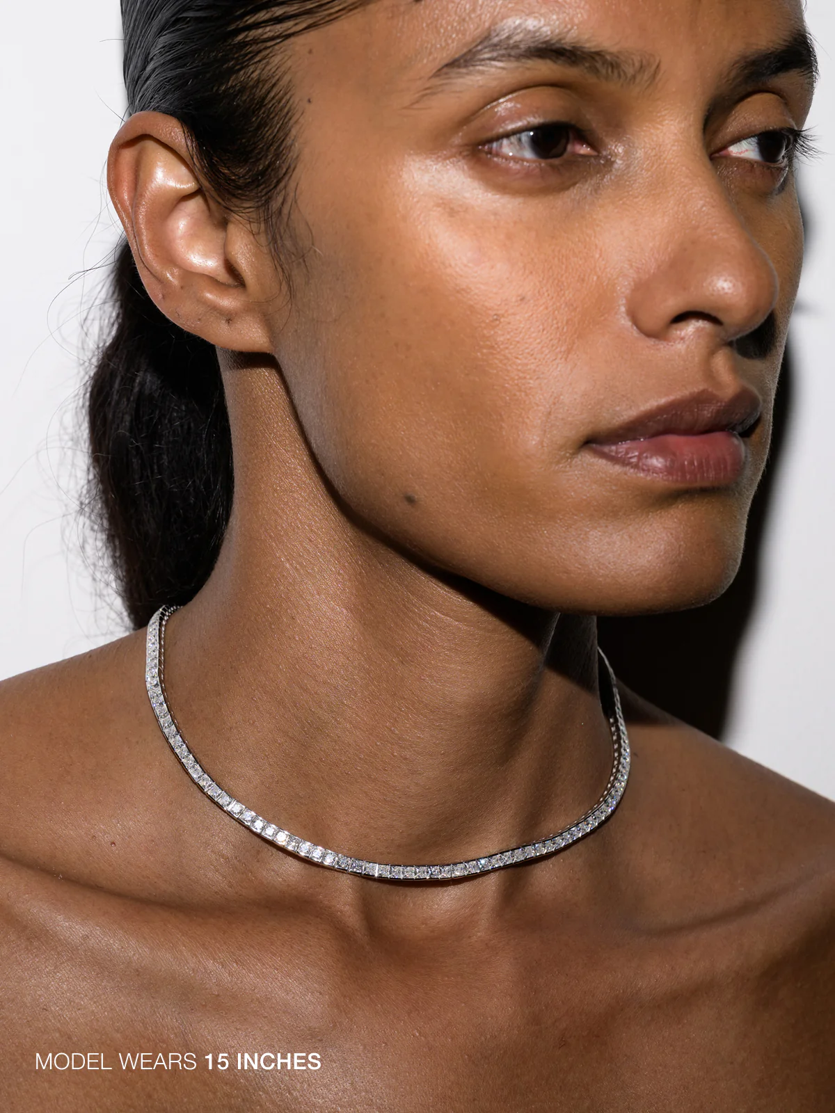 DORSEY PRINCESS-CUT RIVIÈRE NECKLACE IN MOISSANITE, STERLING SILVER - Image 3