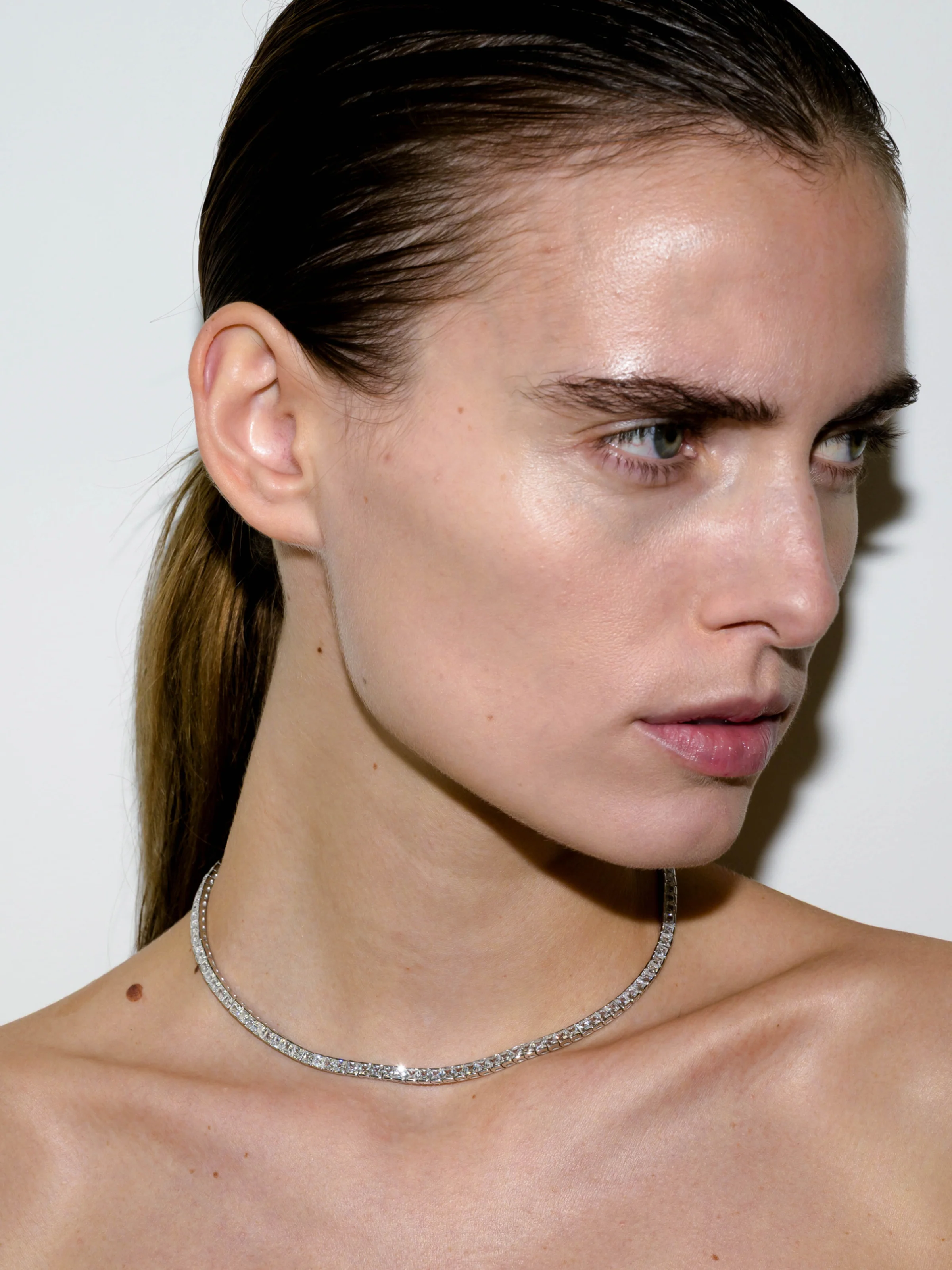DORSEY PRINCESS-CUT RIVIÈRE NECKLACE IN LAB WHITE SAPPHIRE, STERLING SILVER - Image 3