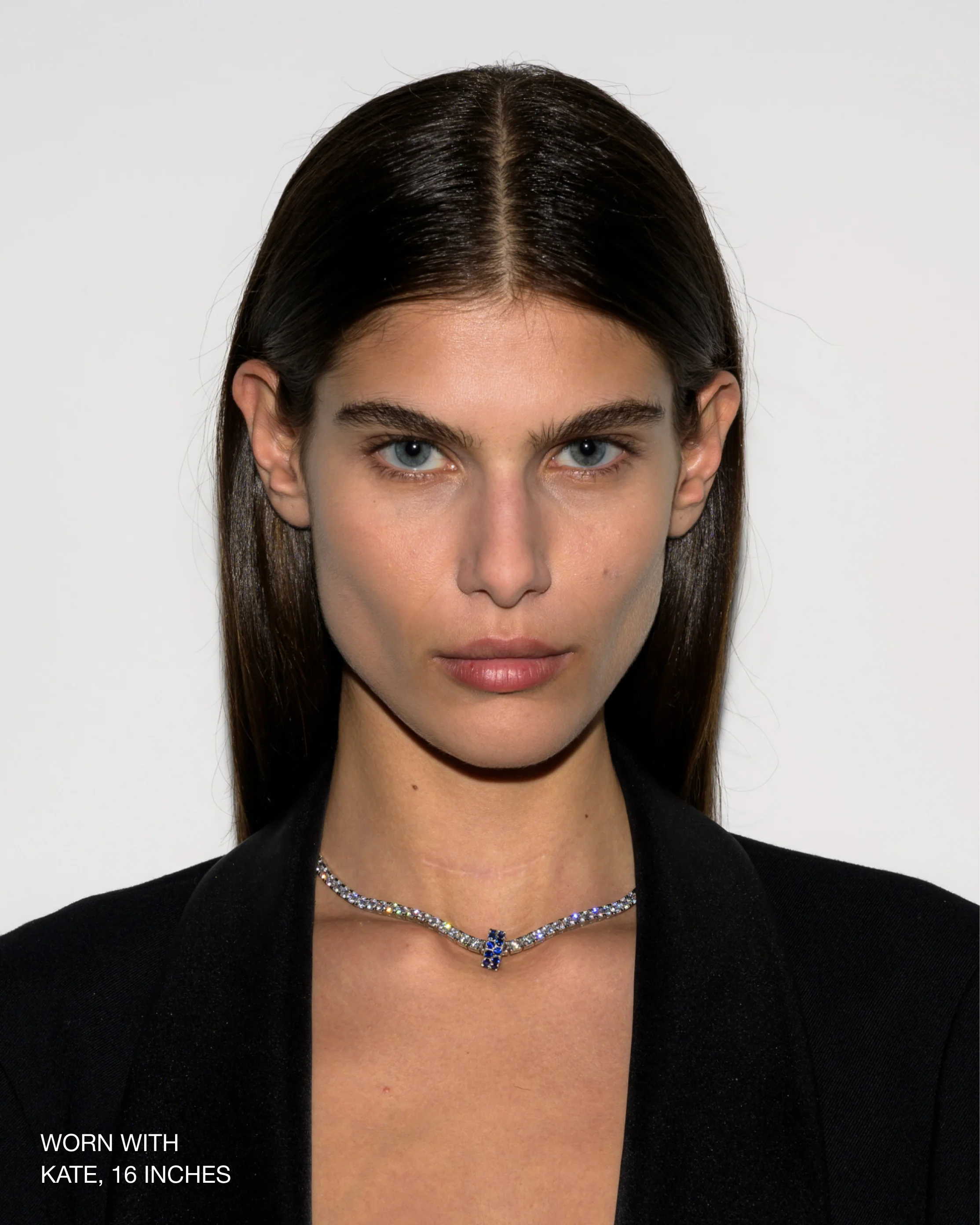 TWO-ROW RIVIÈRE PENDANT IN LAB BLUE SAPPHIRE, STERLING SILVER - Image 3