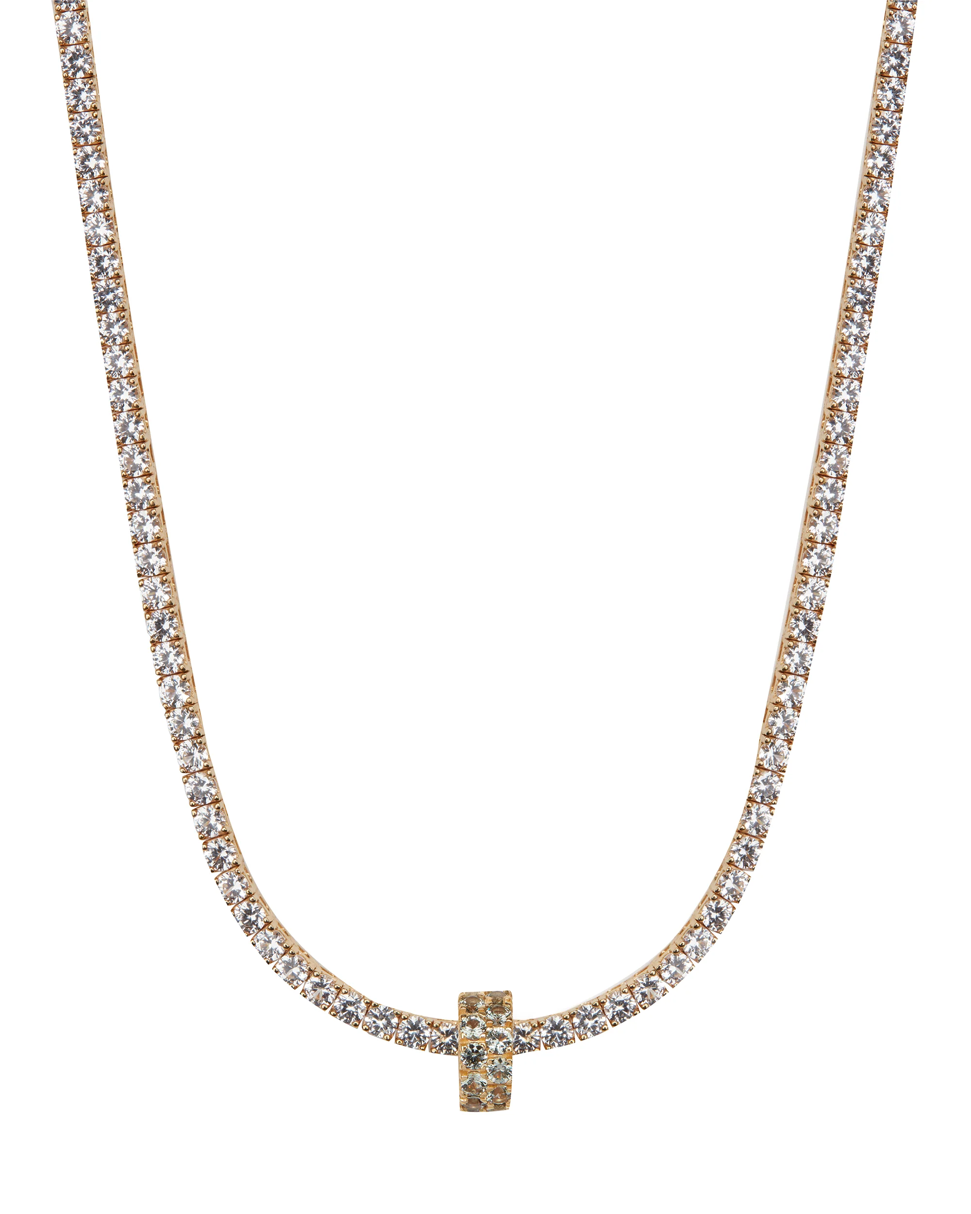TWO-ROW RIVIÈRE PENDANT IN LAB LIGHT GREEN TOURMALINE, 18K GOLD VERMEIL