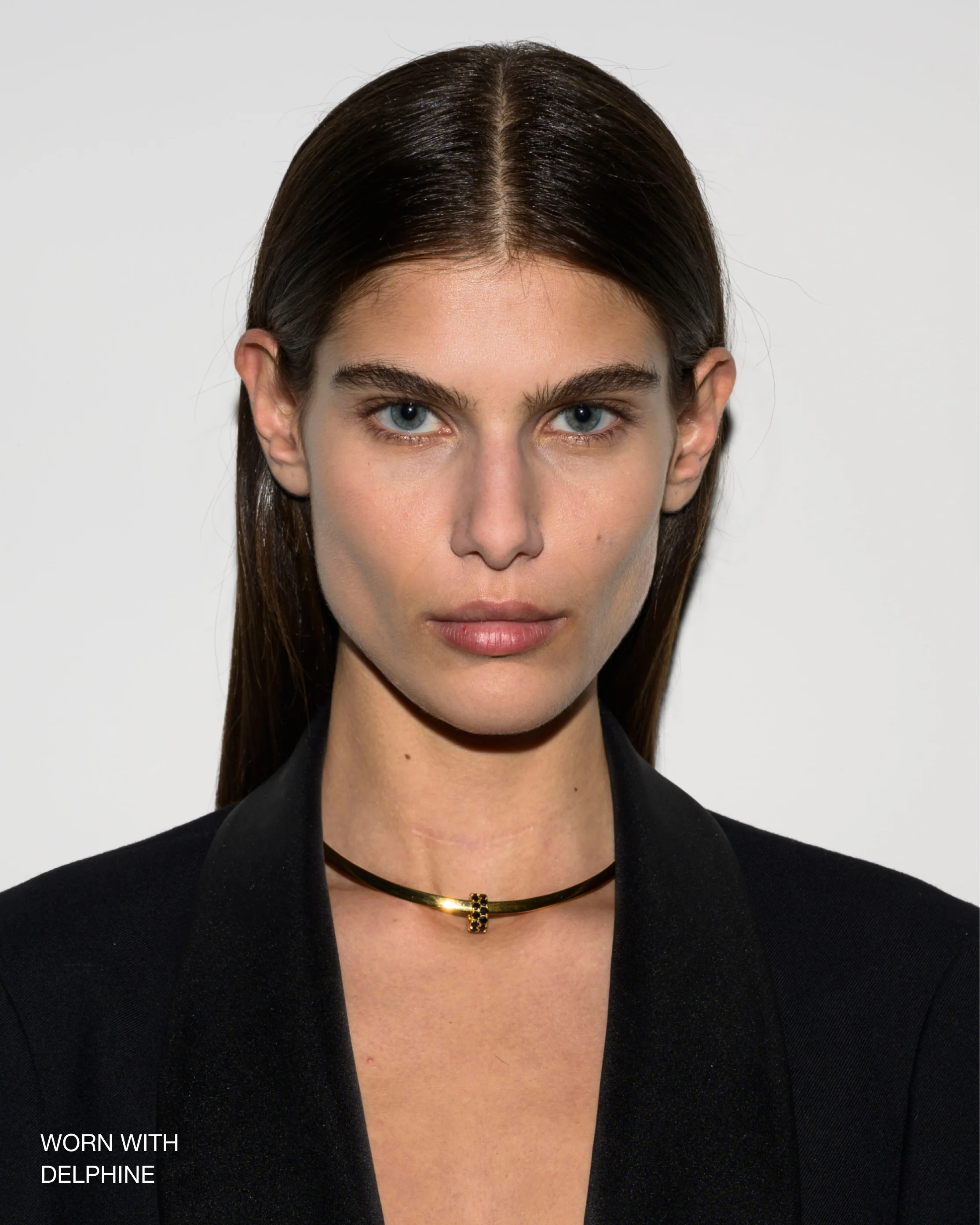 TWO-ROW RIVIÈRE PENDANT IN NANO BLACK ONYX, 18K GOLD VERMEIL - Image 3