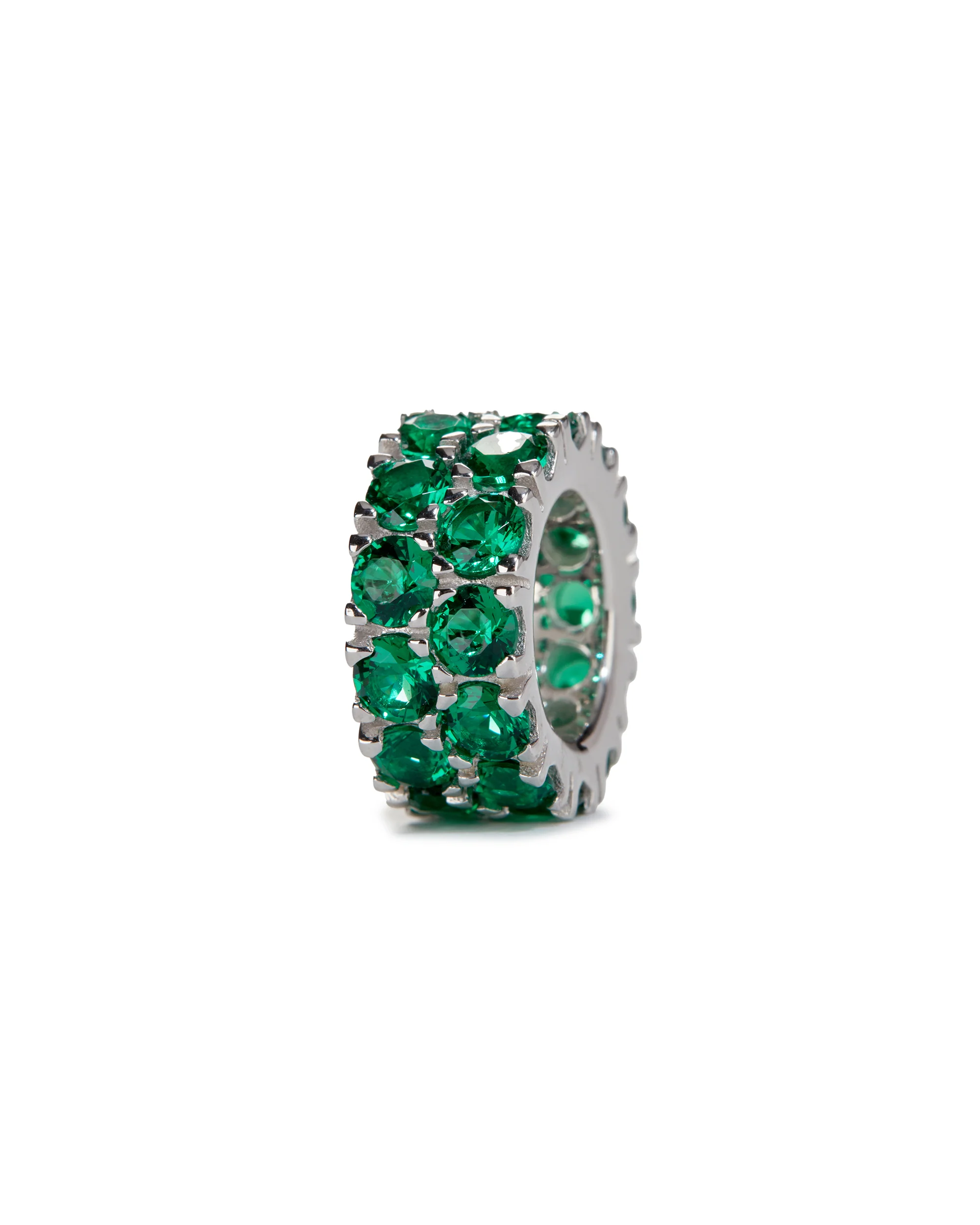 TWO-ROW RIVIÈRE PENDANT IN NANO EMERALD, STERLING SILVER - Image 2