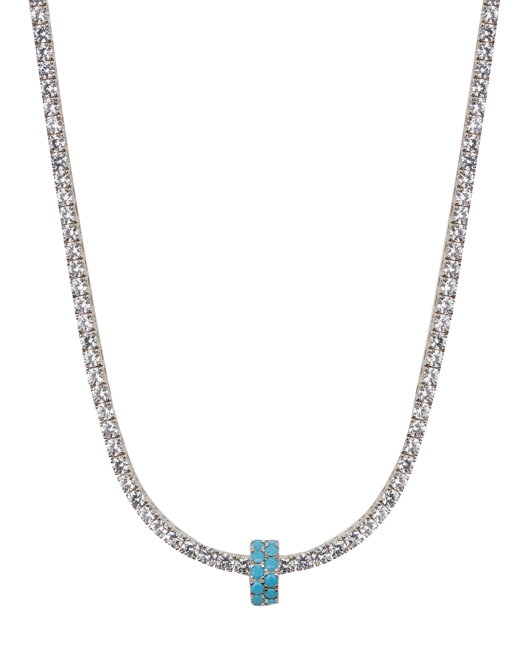 TWO-ROW RIVIÈRE PENDANT IN NANO TURQUOISE, STERLING SILVER