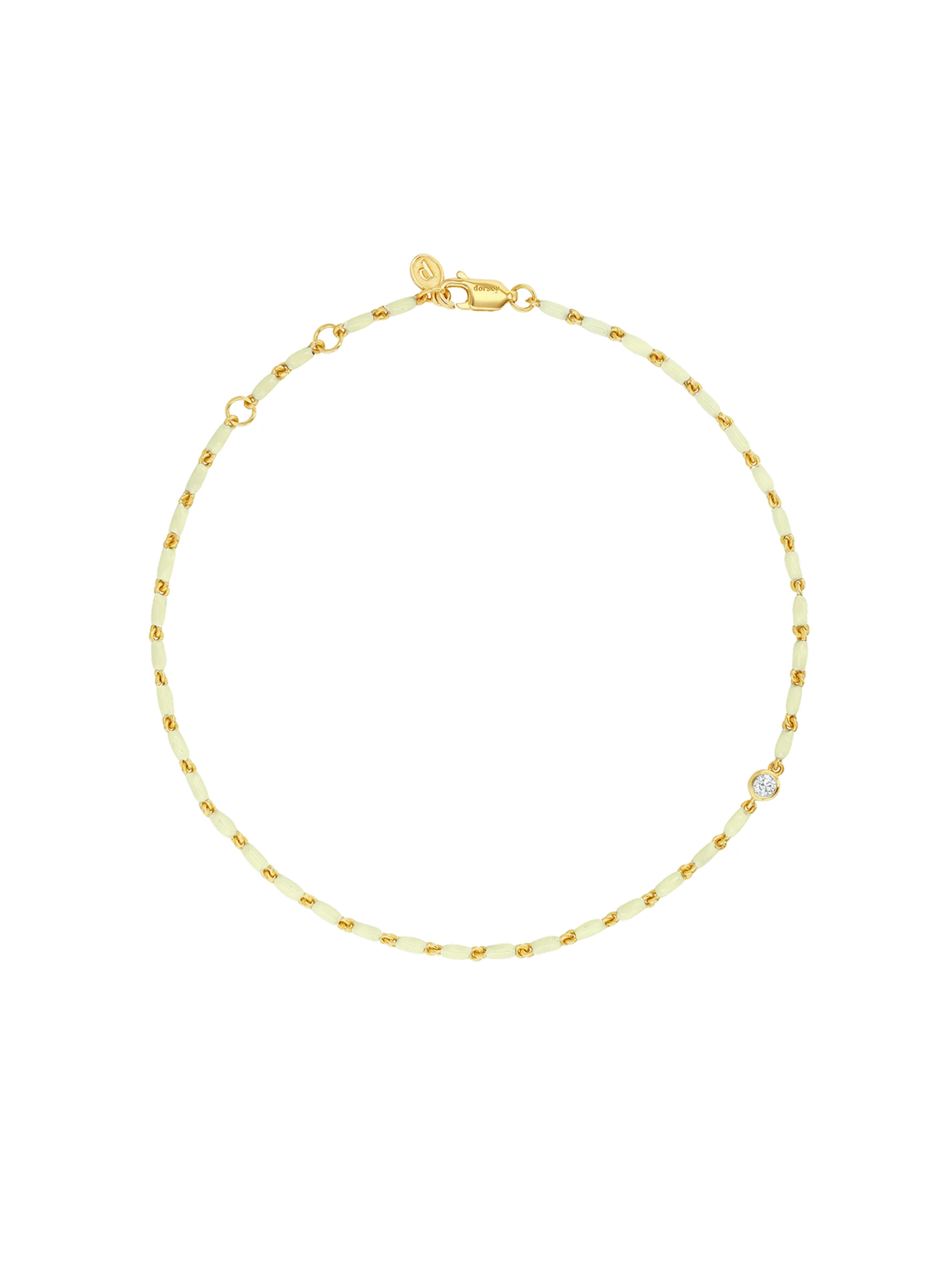 ENAMEL MOISSANITE ANKLET IN BEURRE, 18K GOLD VERMEIL
