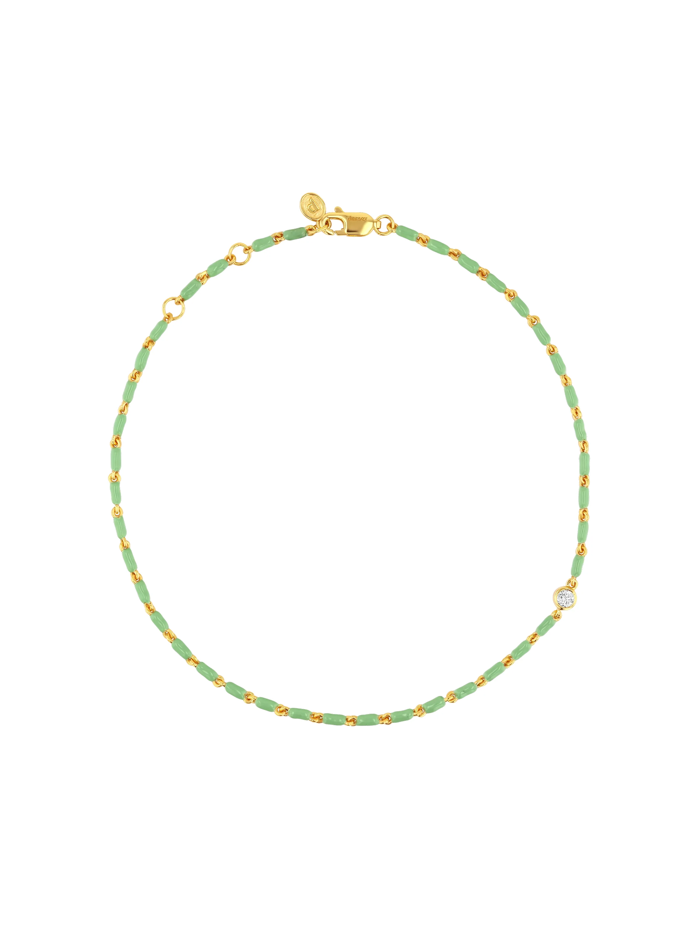 ENAMEL MOISSANITE ANKLET IN SAUGE, 18K GOLD VERMEIL
