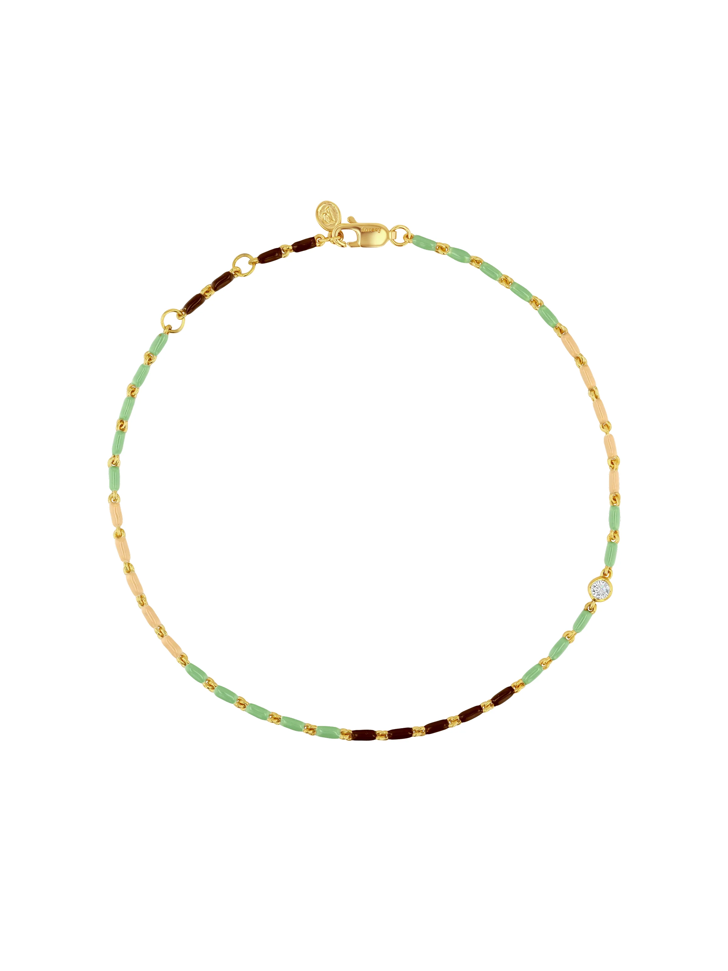 ENAMEL MOISSANITE ANKLET IN TERRE, 18K GOLD VERMEIL