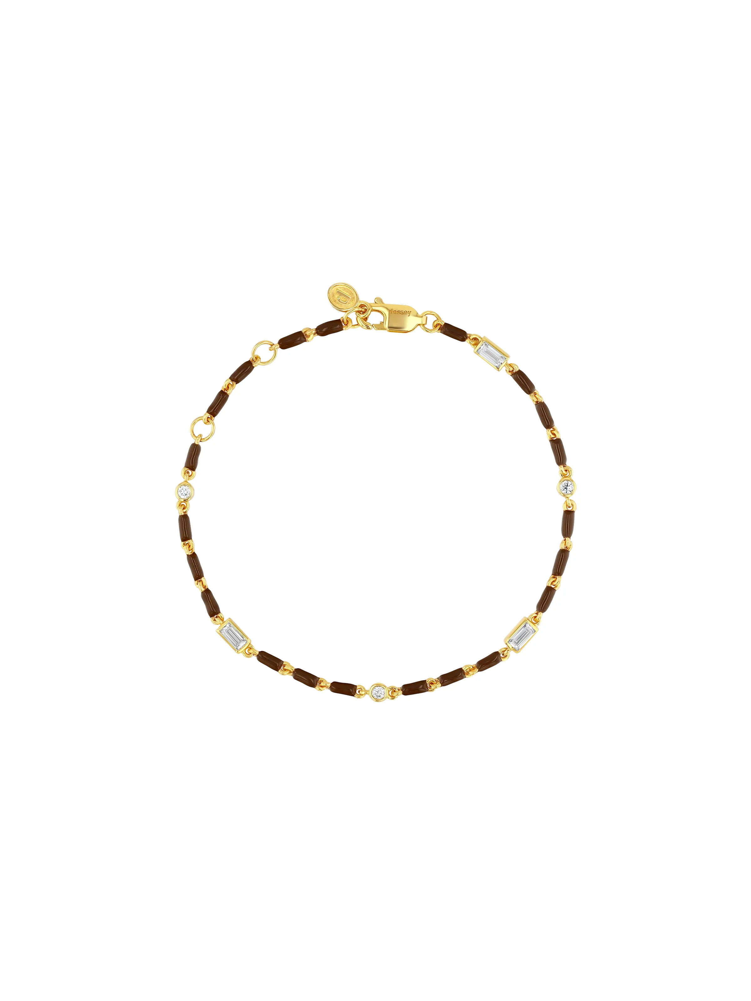 ENAMEL MOISSANITE BRACELET IN MARRON, 18K GOLD VERMEIL