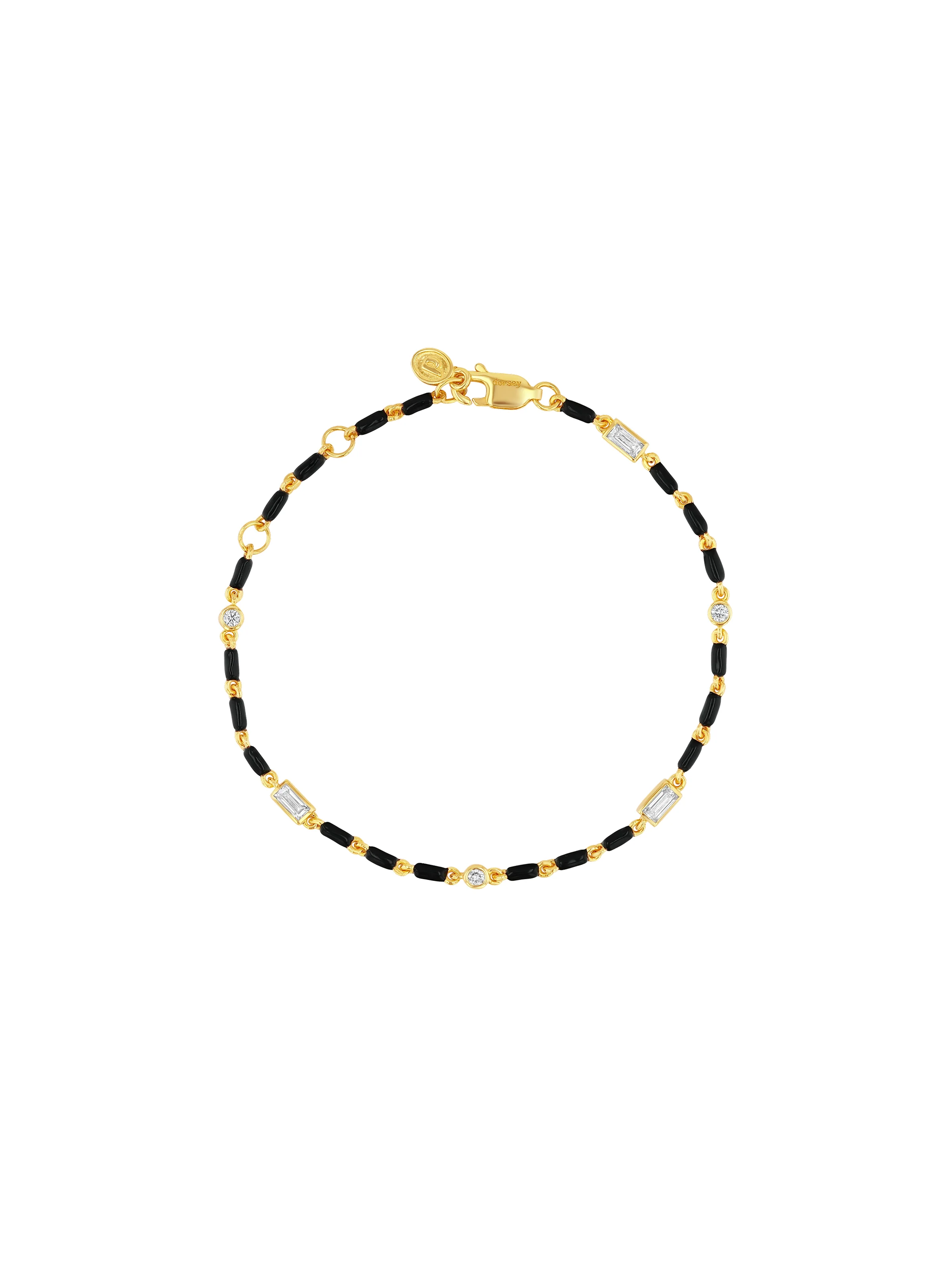 ENAMEL MOISSANITE BRACELET IN NOIR, 18K GOLD VERMEIL