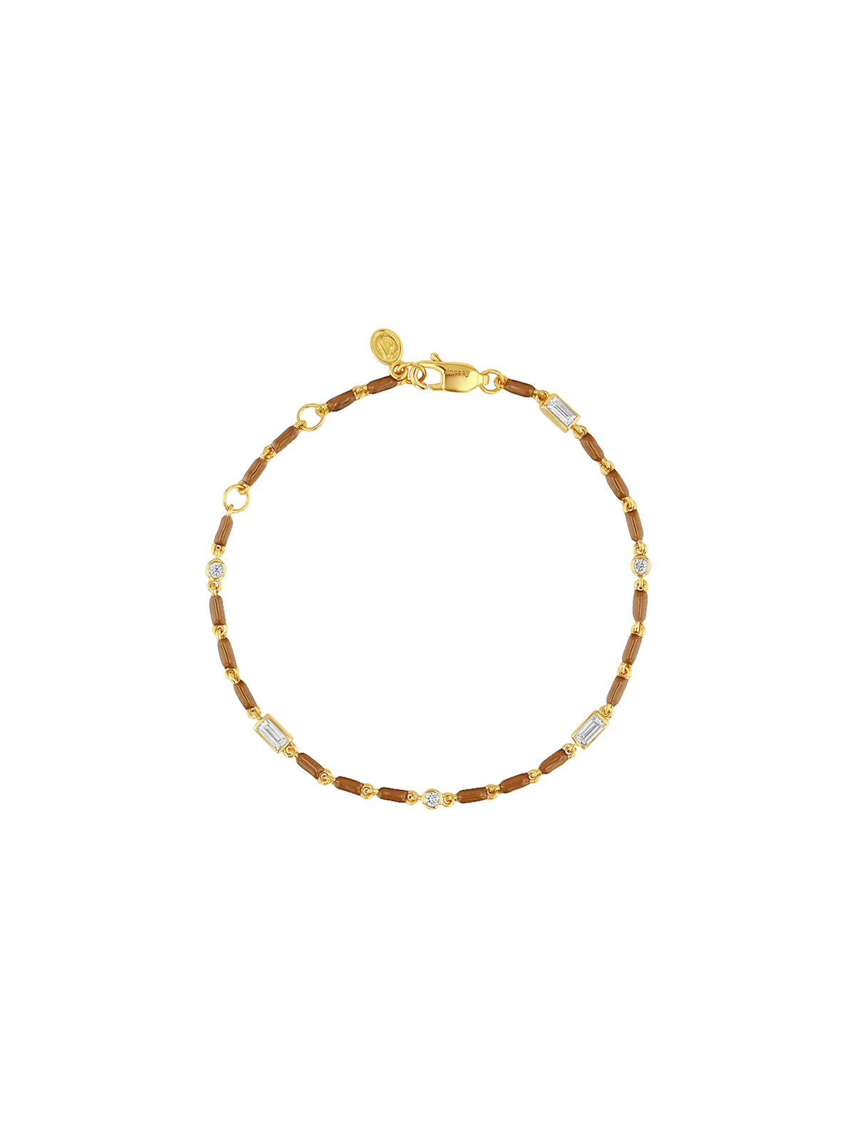 ENAMEL MOISSANITE BRACELET IN NOISETTE, 18K GOLD VERMEIL