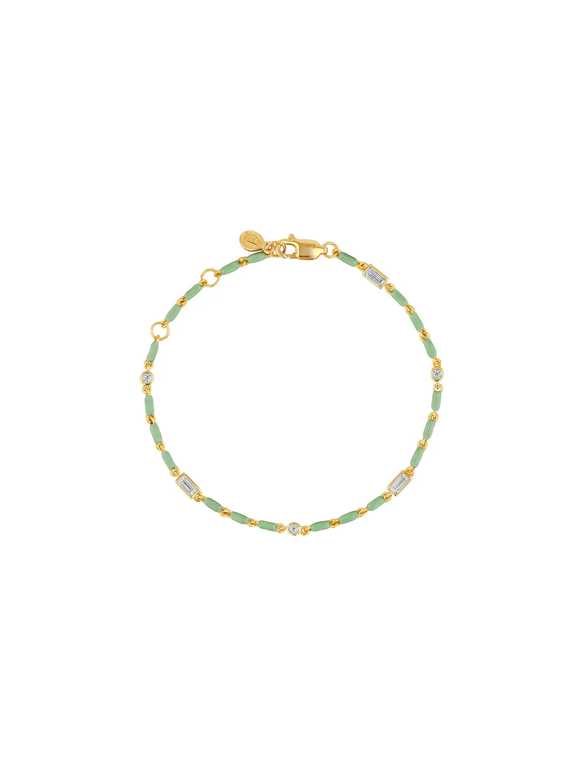 ENAMEL MOISSANITE BRACELET IN SAUGE, 18K GOLD VERMEIL