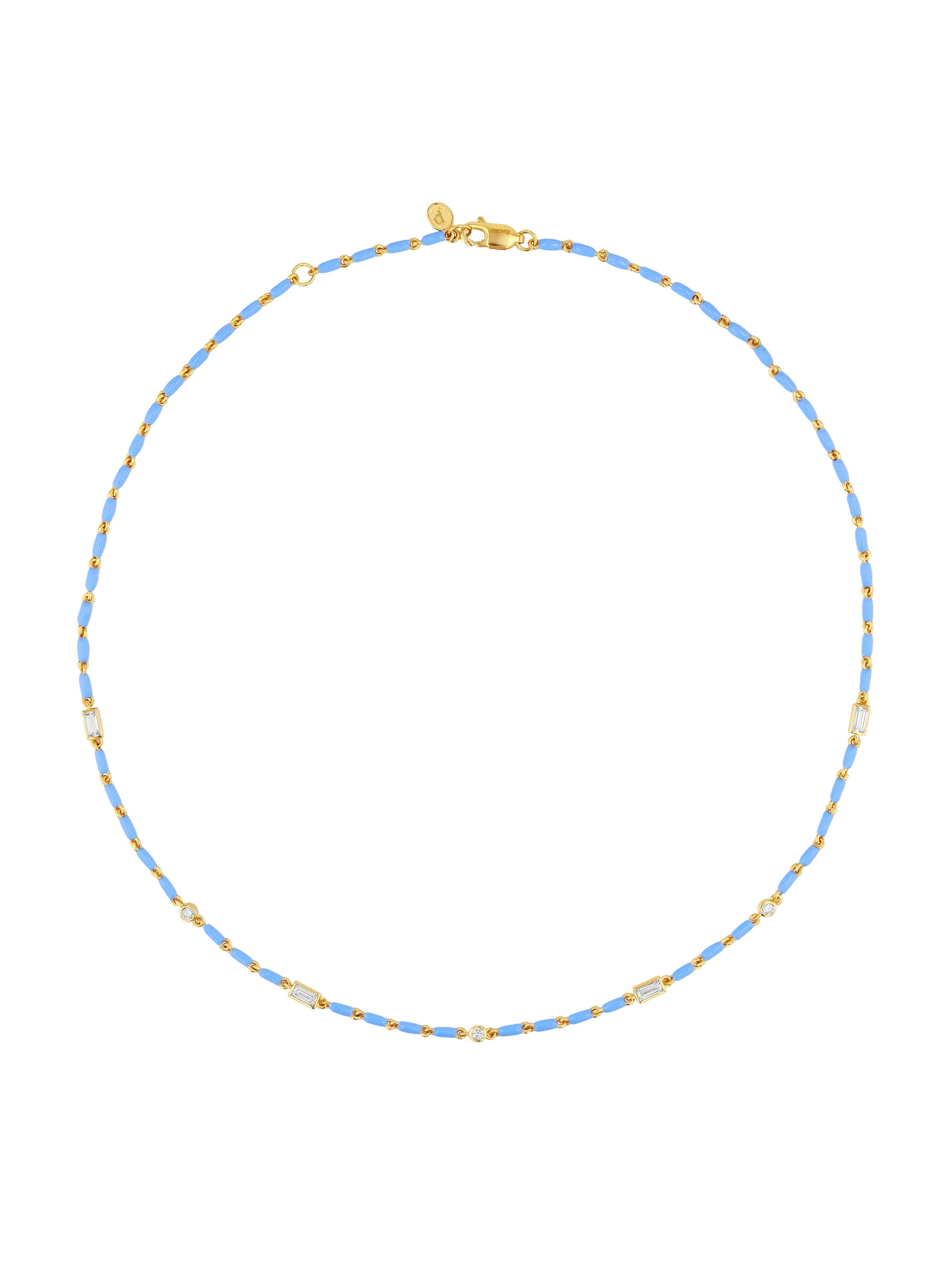 ENAMEL MOISSANITE NECKLACE IN BLEUET, 18K GOLD VERMEIL