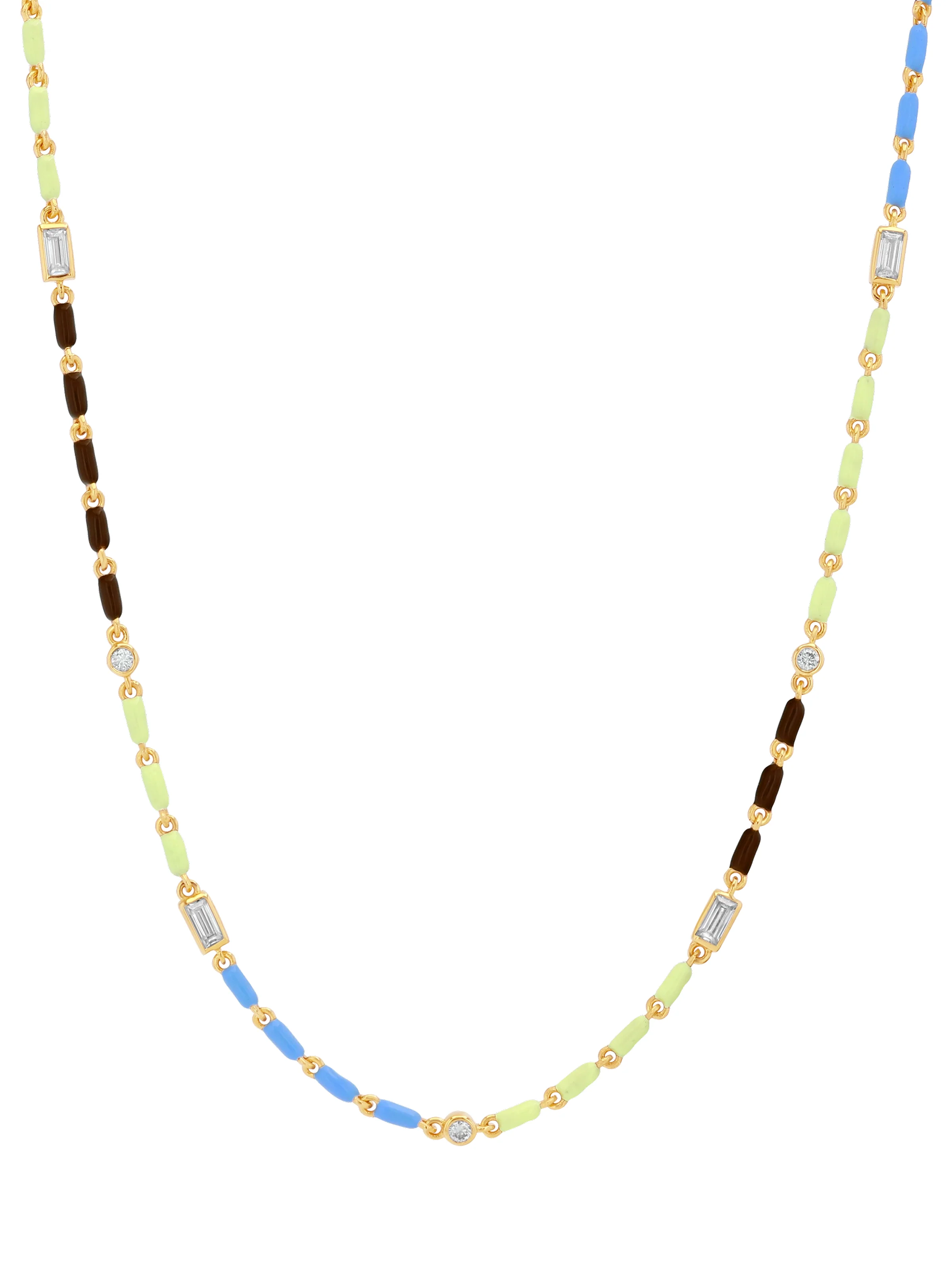 ENAMEL MOISSANITE NECKLACE IN LUNE, 18K GOLD VERMEIL - Image 2