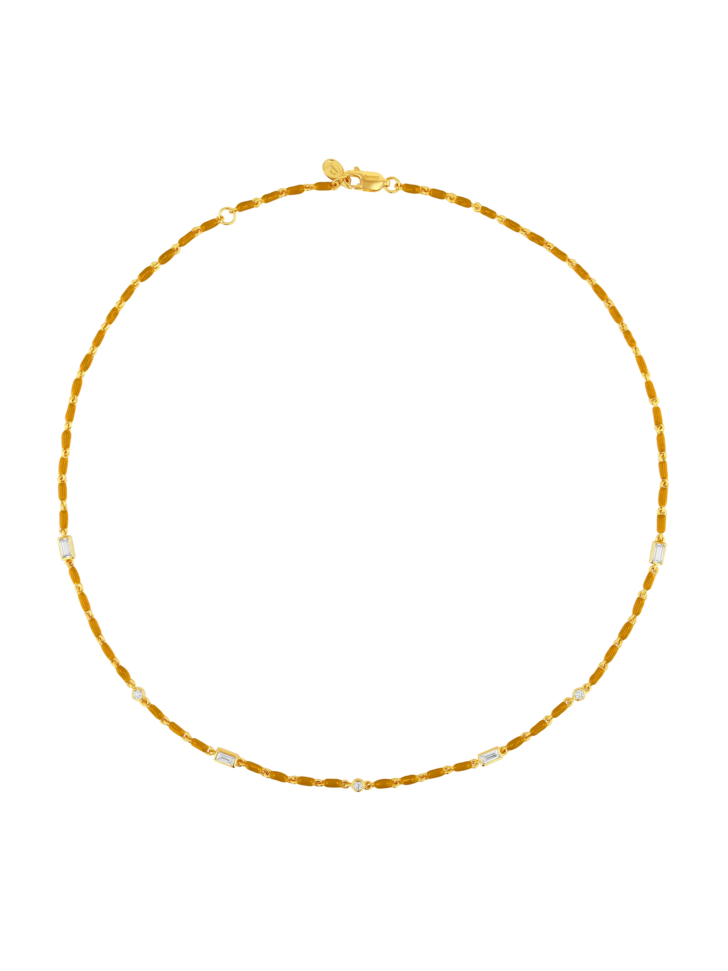 ENAMEL MOISSANITE NECKLACE IN MOUTARDE, 18K GOLD VERMEIL