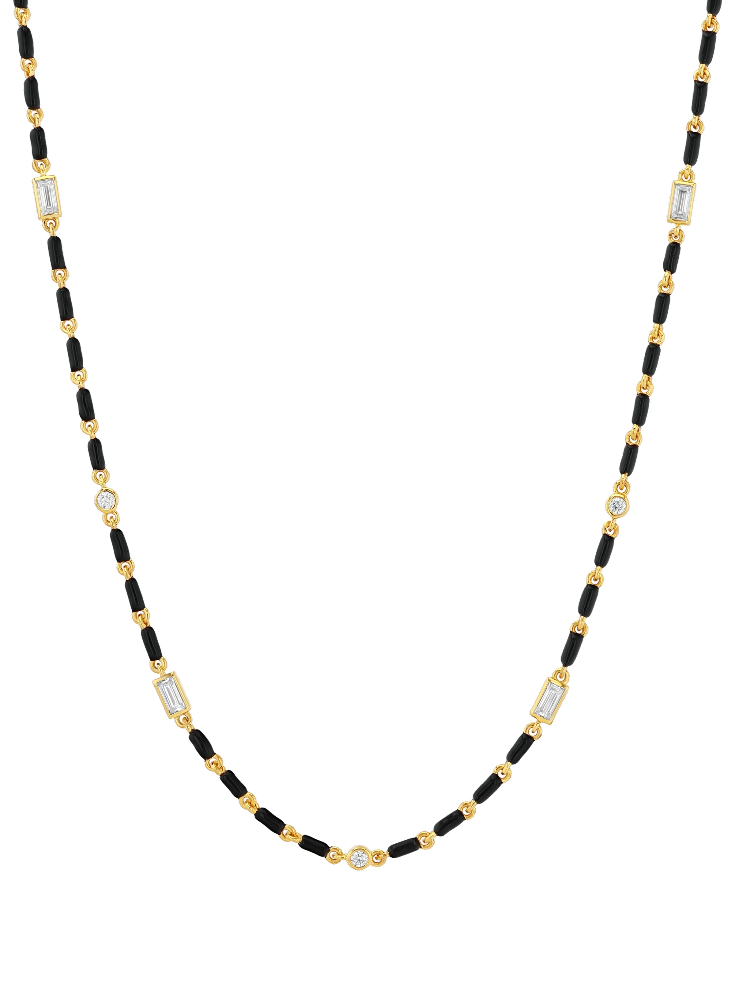 ENAMEL MOISSANITE NECKLACE IN NOIR, 18K GOLD VERMEIL - Image 2